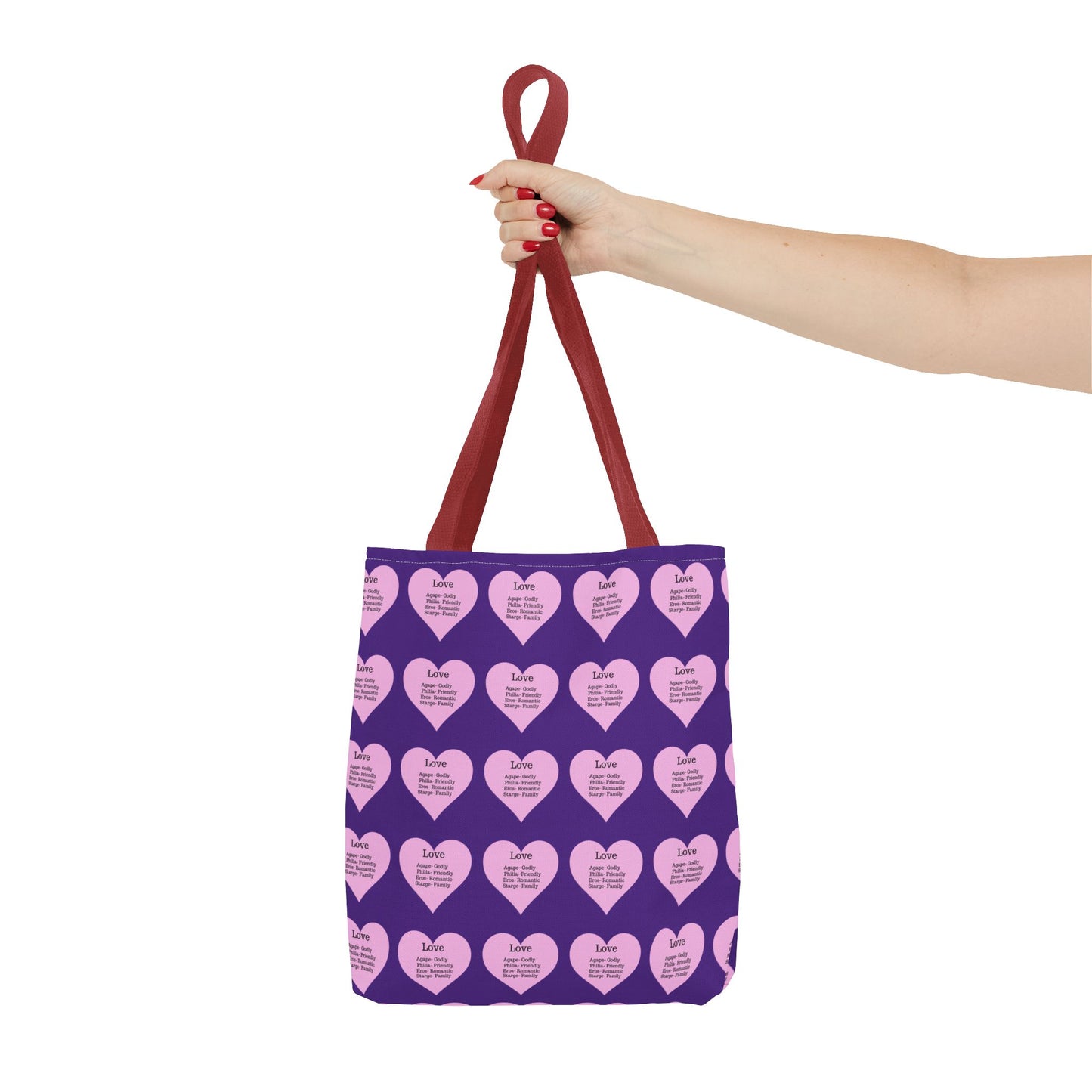 Pink Hearts Tote Bag (Purple)