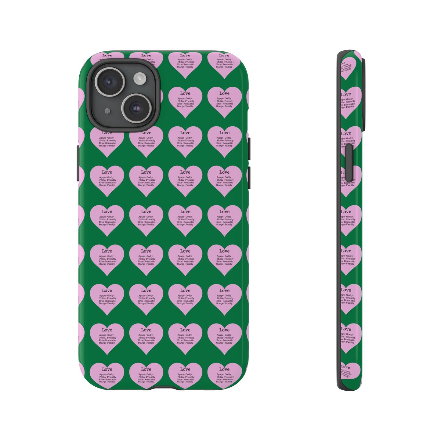 Hearts-A-Flutter Phone Case (iPhone, Google Pixel)(Dark green)