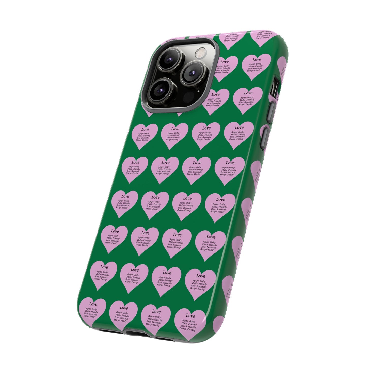 Hearts-A-Flutter Phone Case (iPhone, Google Pixel)(Dark green)