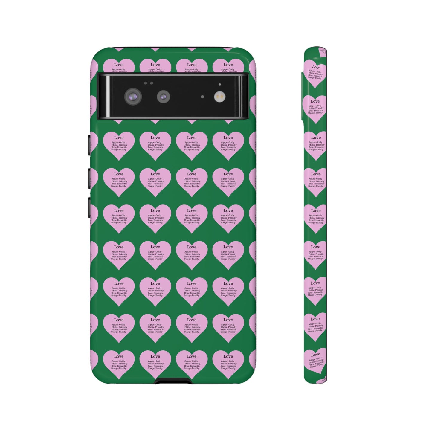 Hearts-A-Flutter Phone Case (iPhone, Google Pixel)(Dark green)