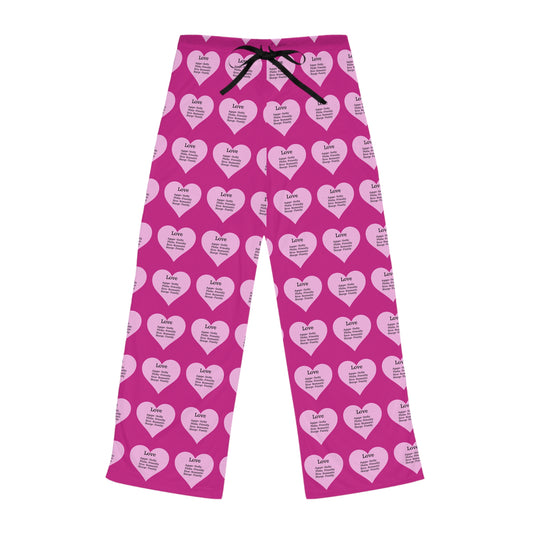 Cozy Heart Print Women's Pajama Pants (Pink)
