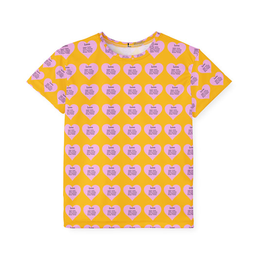 Love Hearts All-Over Print Kids Performance Jersey (Yellow)