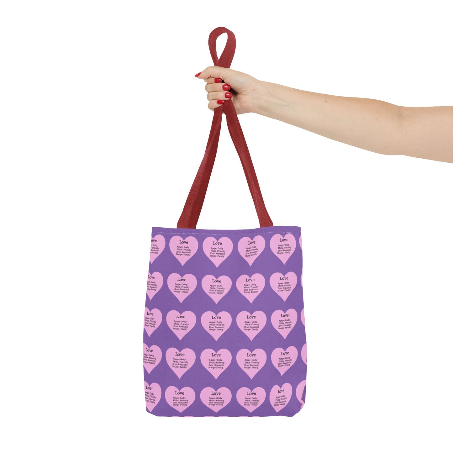 Pink Hearts Tote Bag (Light purple)