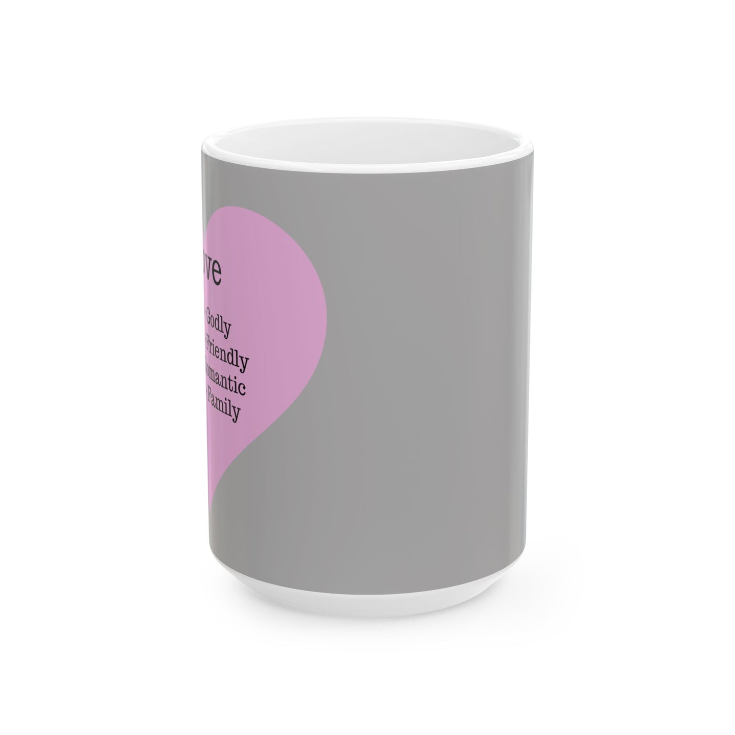 Charming Heart Ceramic Coffee Mug (Light grey)