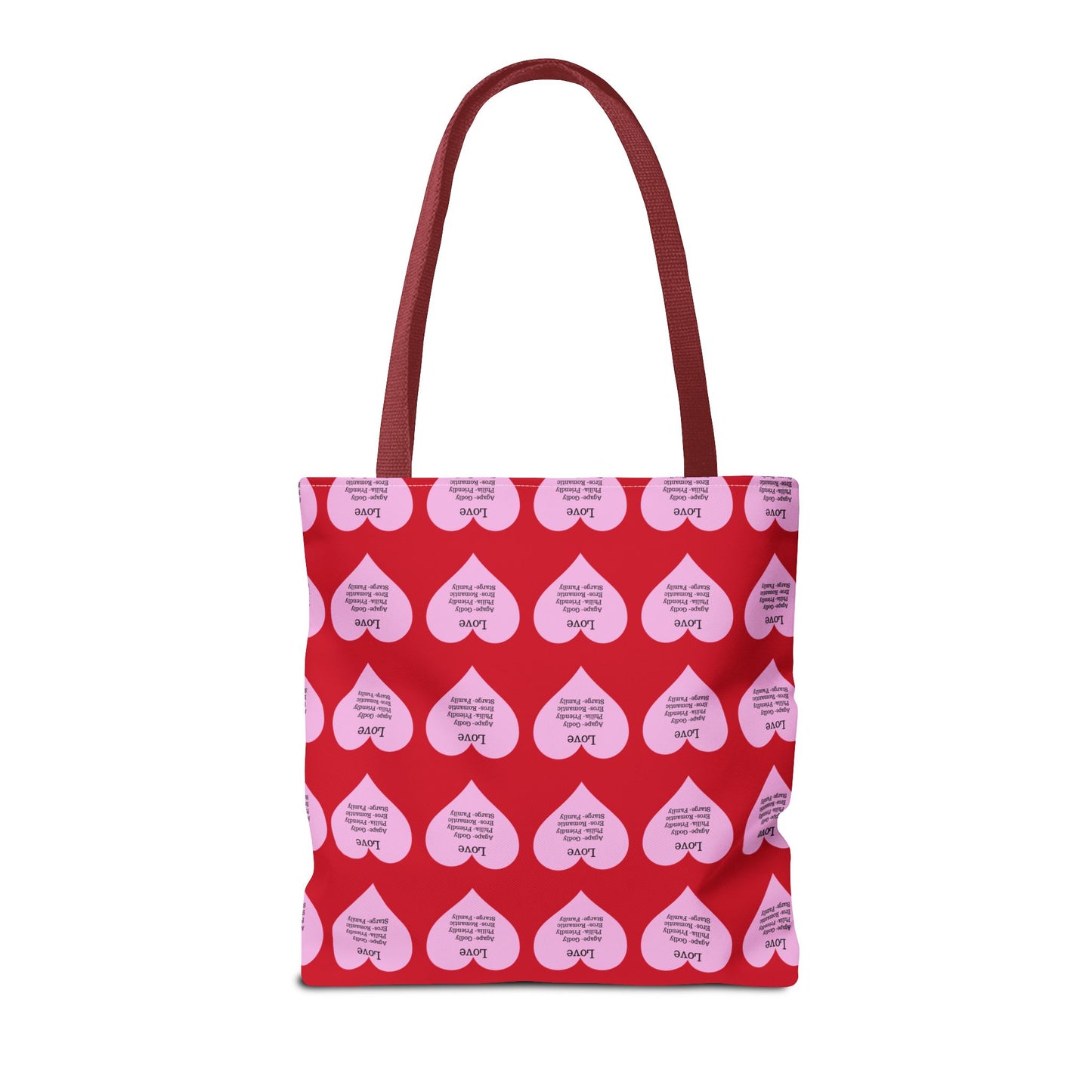 Pink Hearts Tote Bag (Dark red)