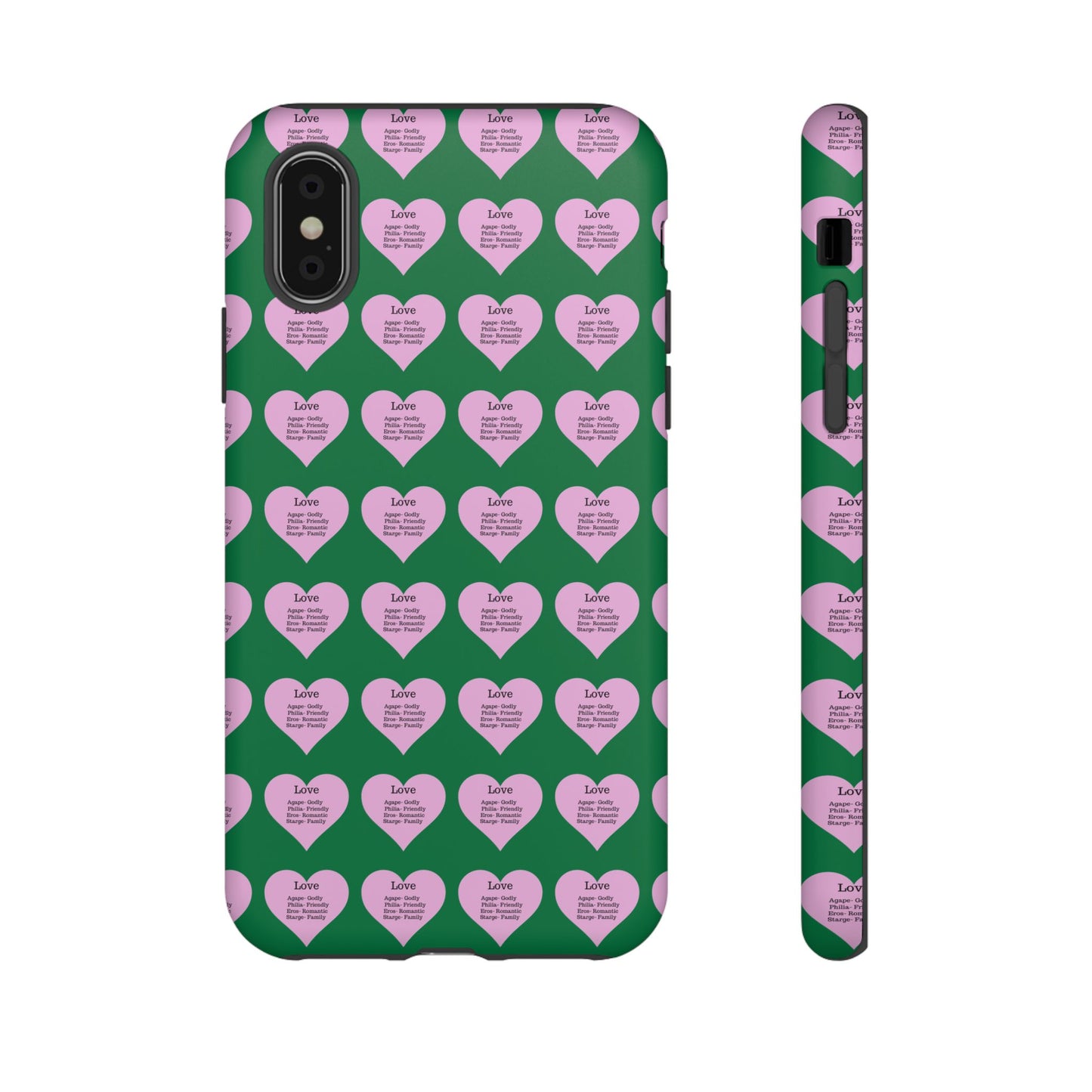Hearts-A-Flutter Phone Case (iPhone, Google Pixel)(Dark green)