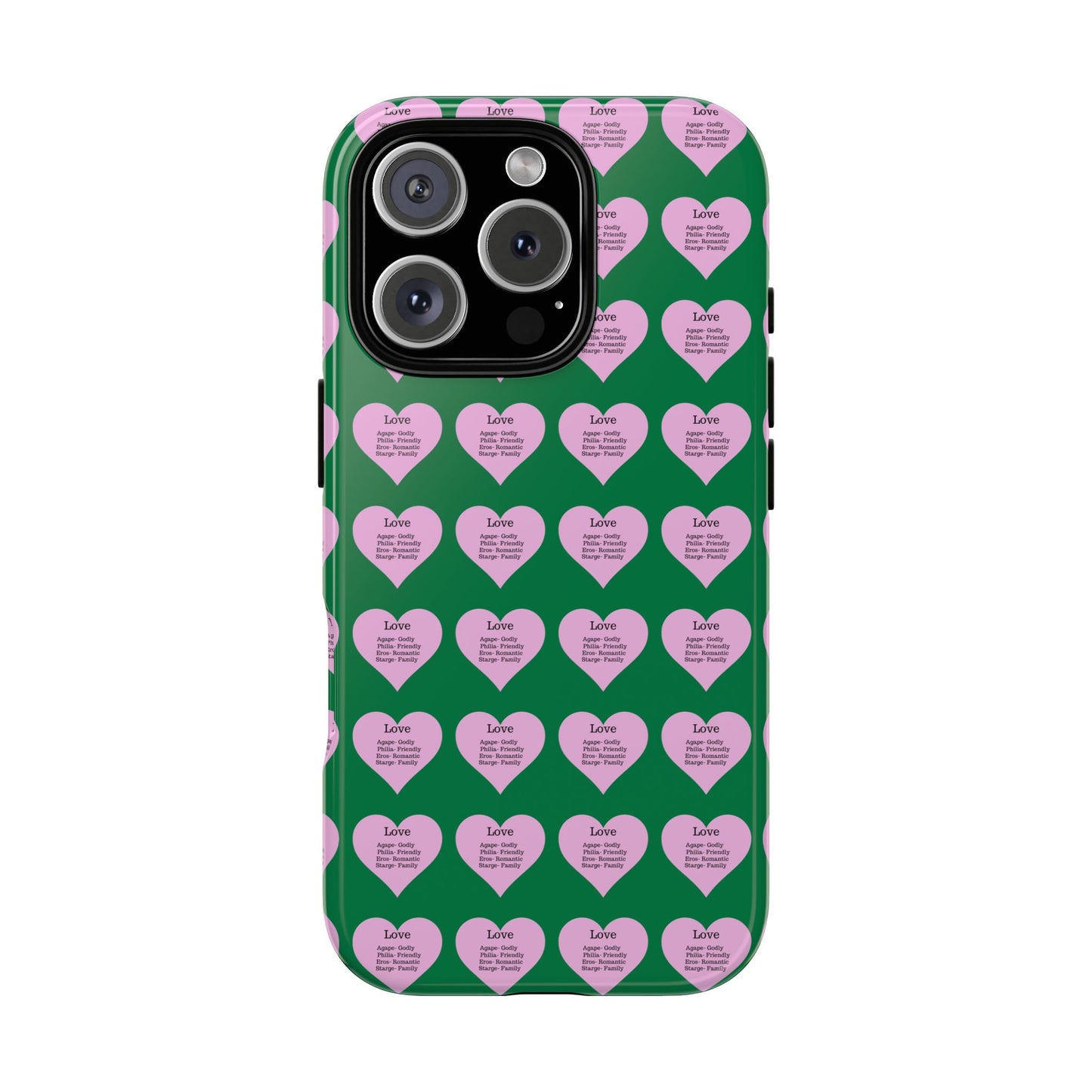 Hearts-A-Flutter Phone Case (iPhone, Google Pixel)(Dark green)