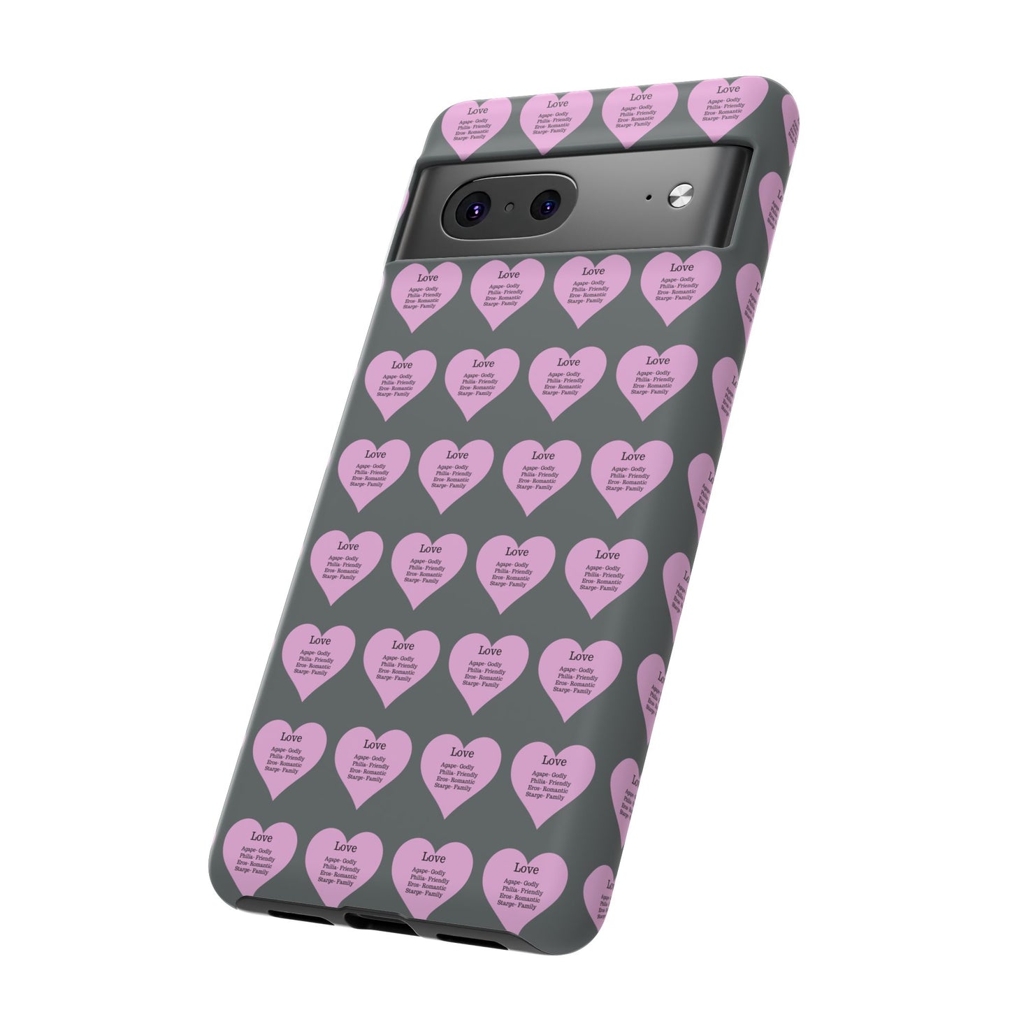 Hearts-A-Flutter Phone Case (iPhone, Google Pixel)(Dark grey)