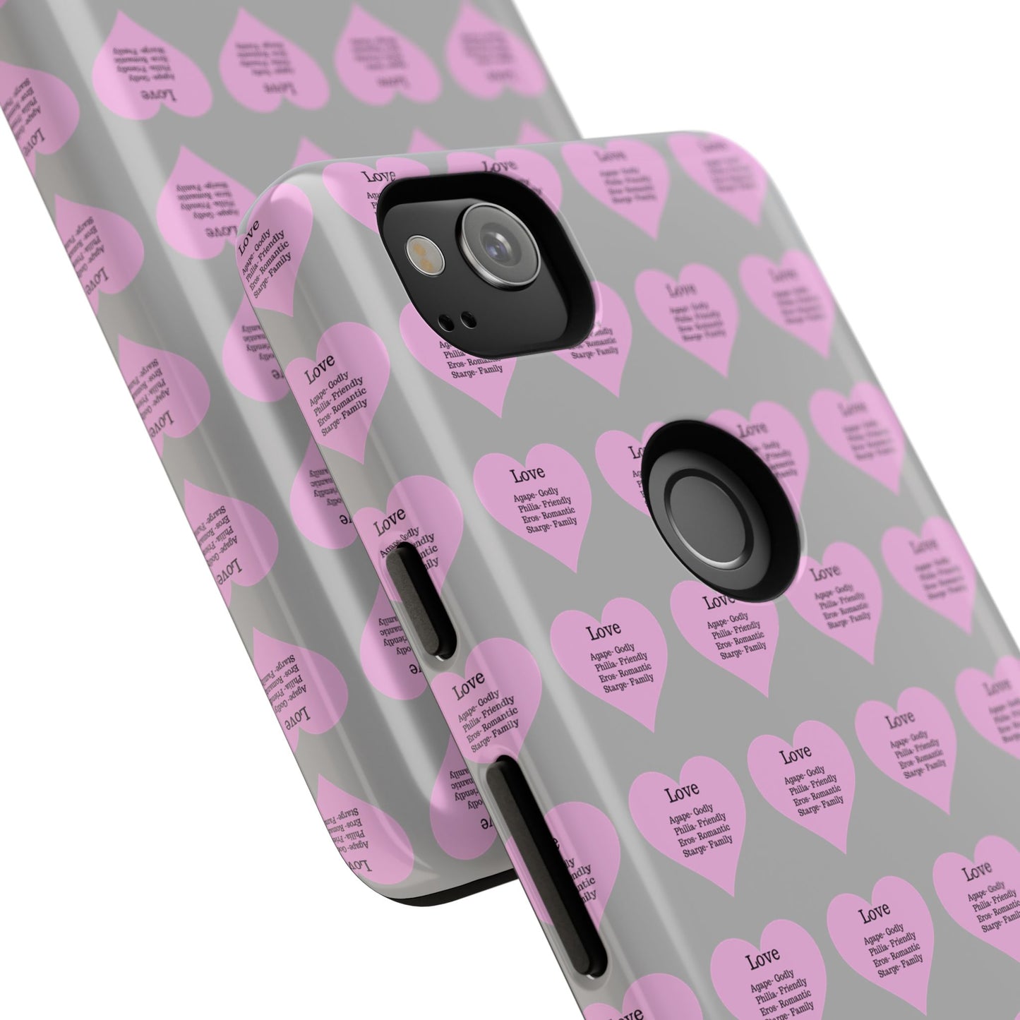 Hearts-A-Flutter Phone Case (iPhone, Google Pixel)(Light grey)