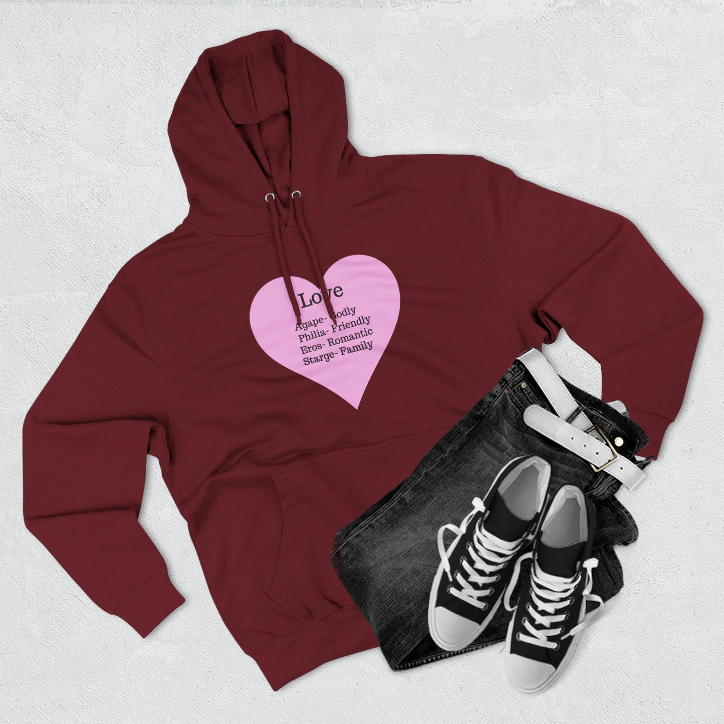 Cozy Heartfelt Love Fleece Hoodie | Soft Three-Panel Everyday Comfort