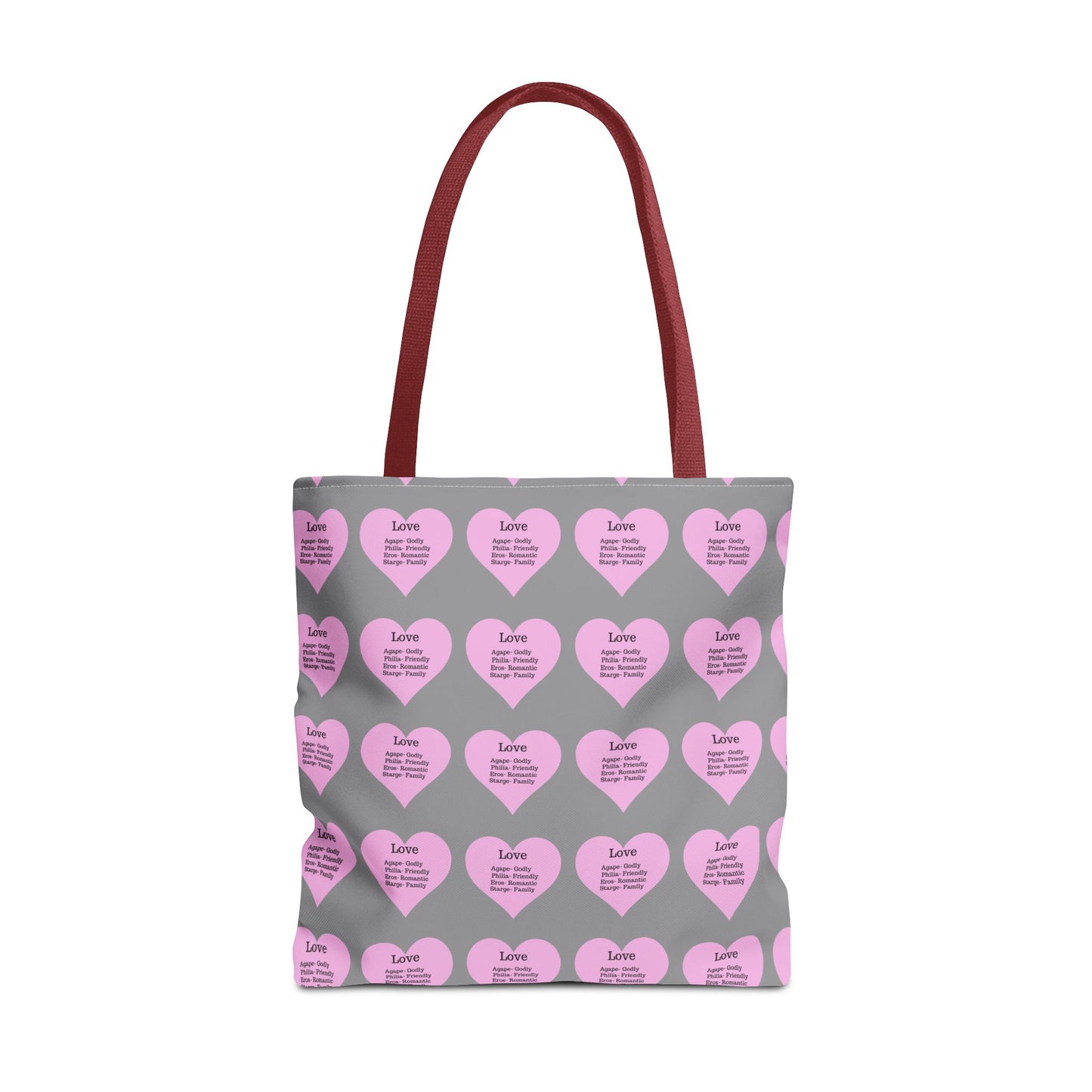 Pink Hearts Tote Bag (Grey)