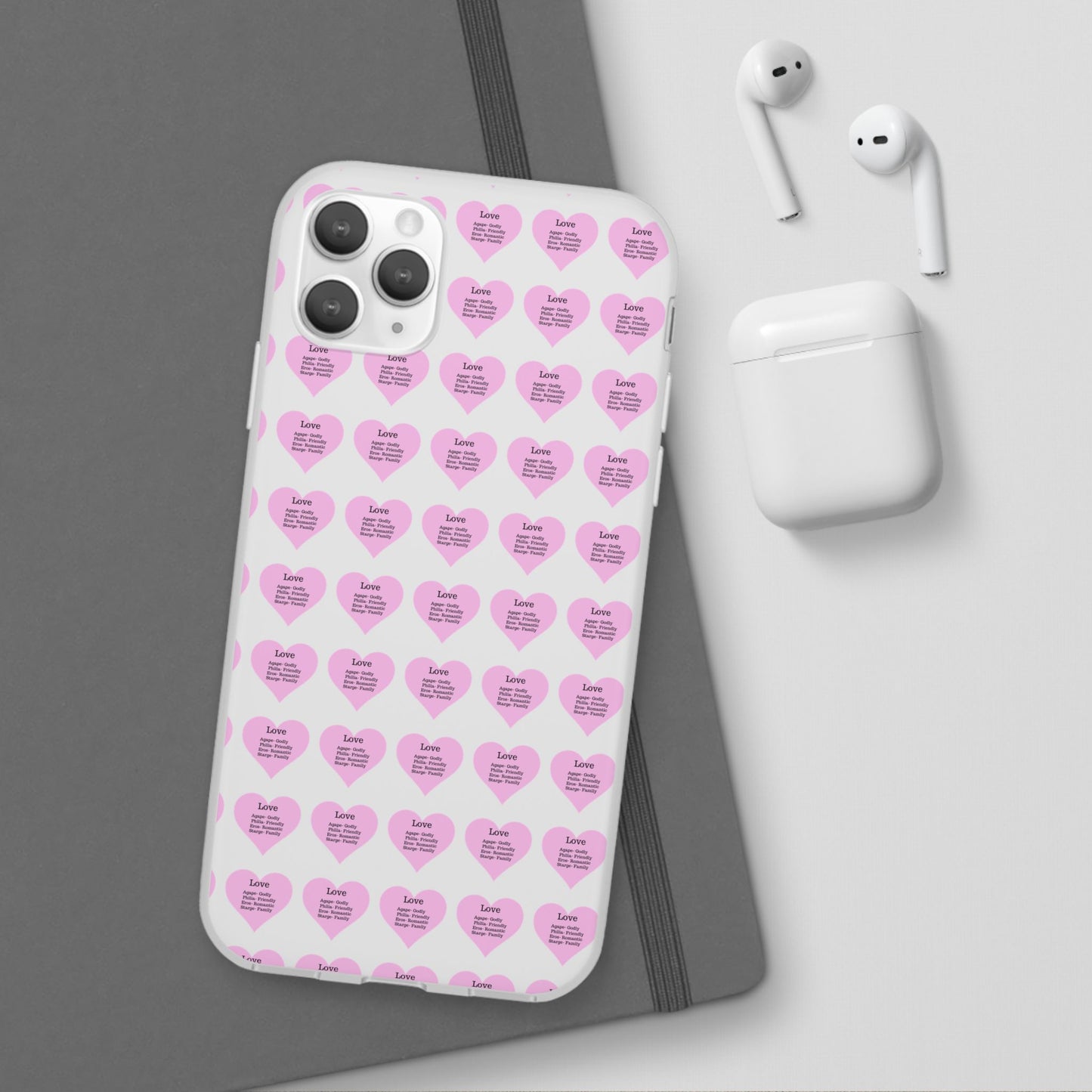 Pink Hearts Transparent Phone Case
