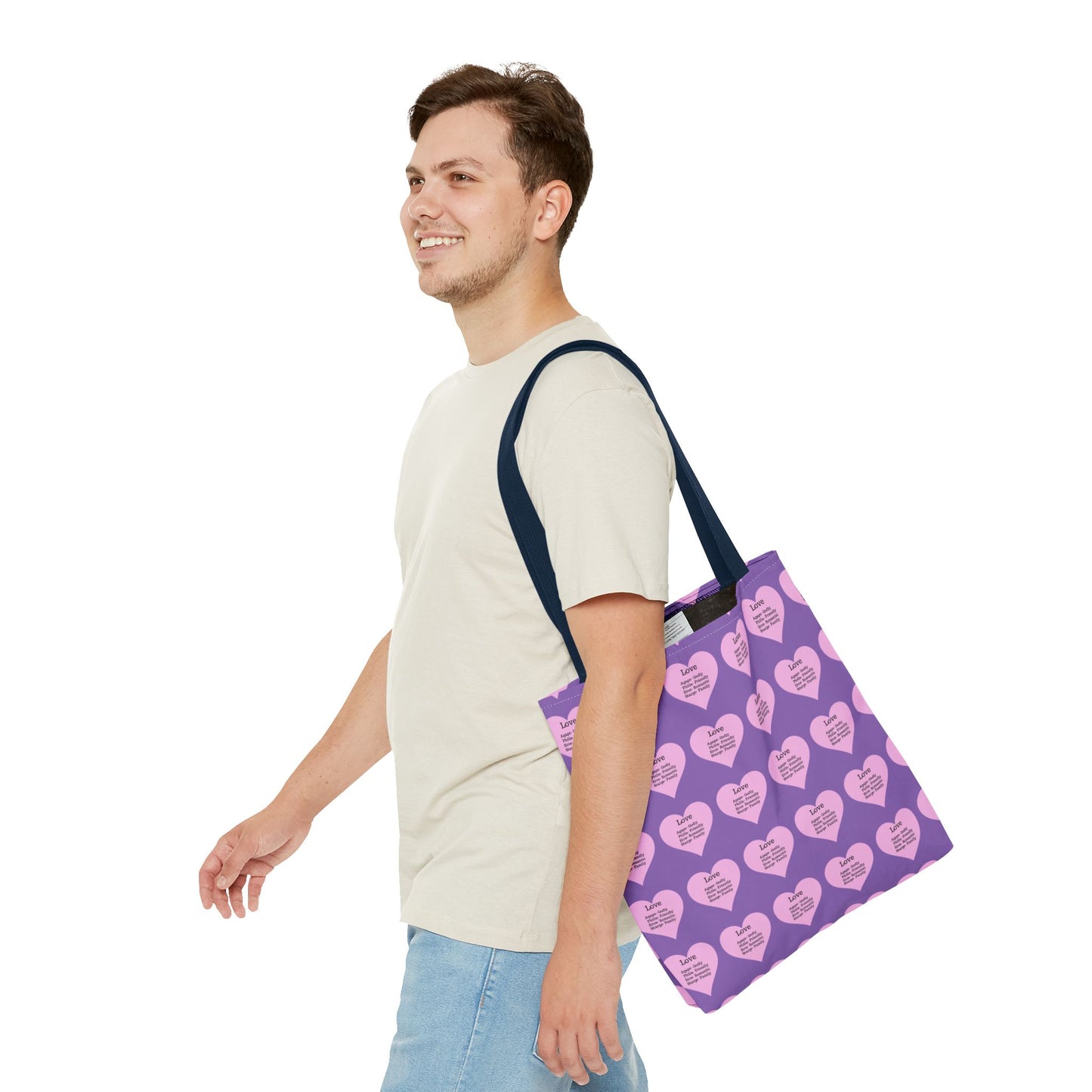 Pink Hearts Tote Bag (Light purple)