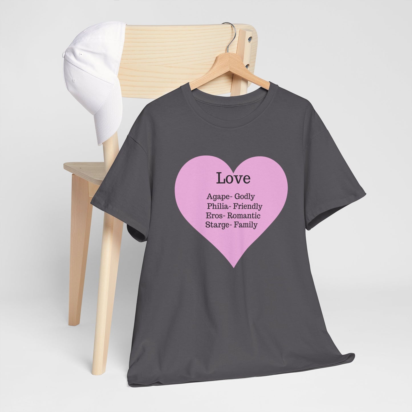 Unisex Love Heart Heavy Cotton T-Shirt - Comfortable Classic Fit Apparel