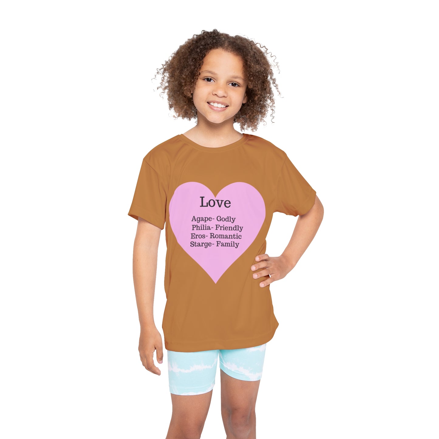 Types of Love Heart Kids Performance Jersey (Light Brown)