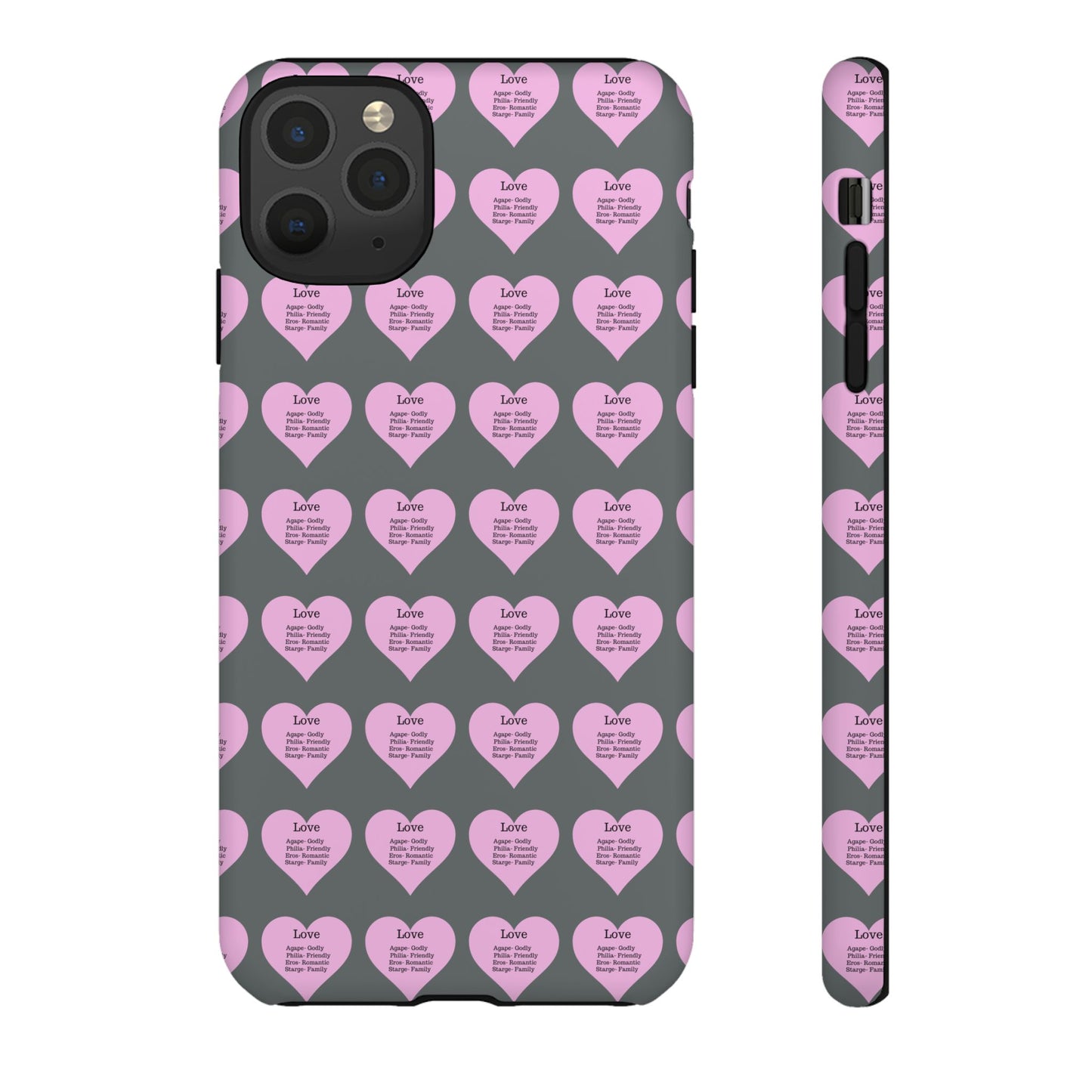 Hearts-A-Flutter Phone Case (iPhone, Google Pixel)(Dark grey)