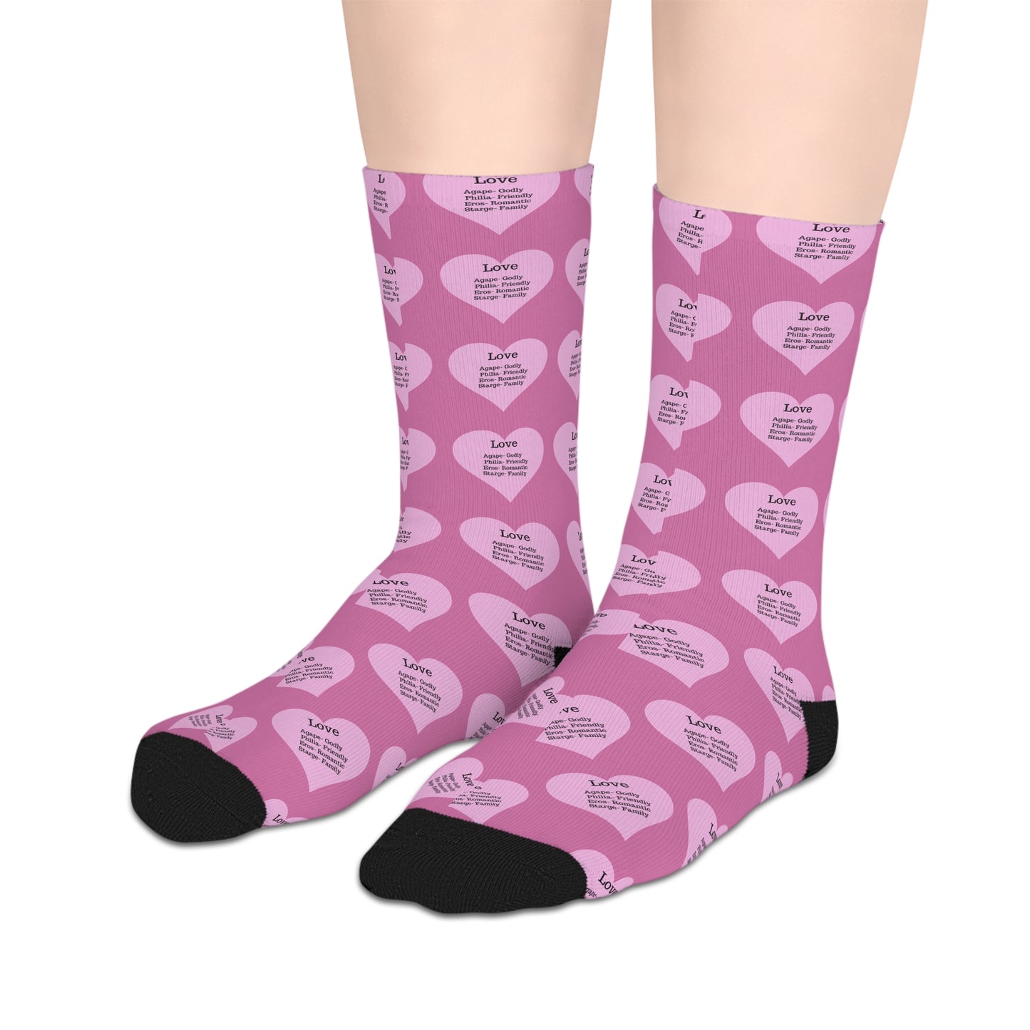 The Love Hearts Mid-Length Socks (Light pink)