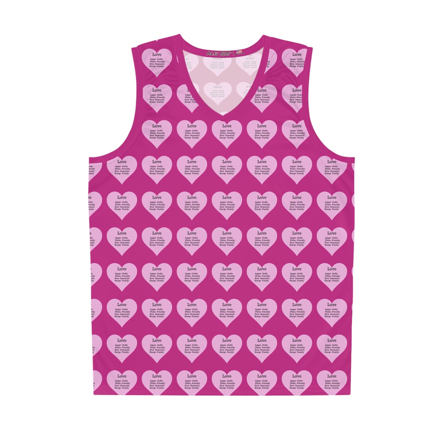 Love Heart All-Over-Print Basketball Jersey (Pink)