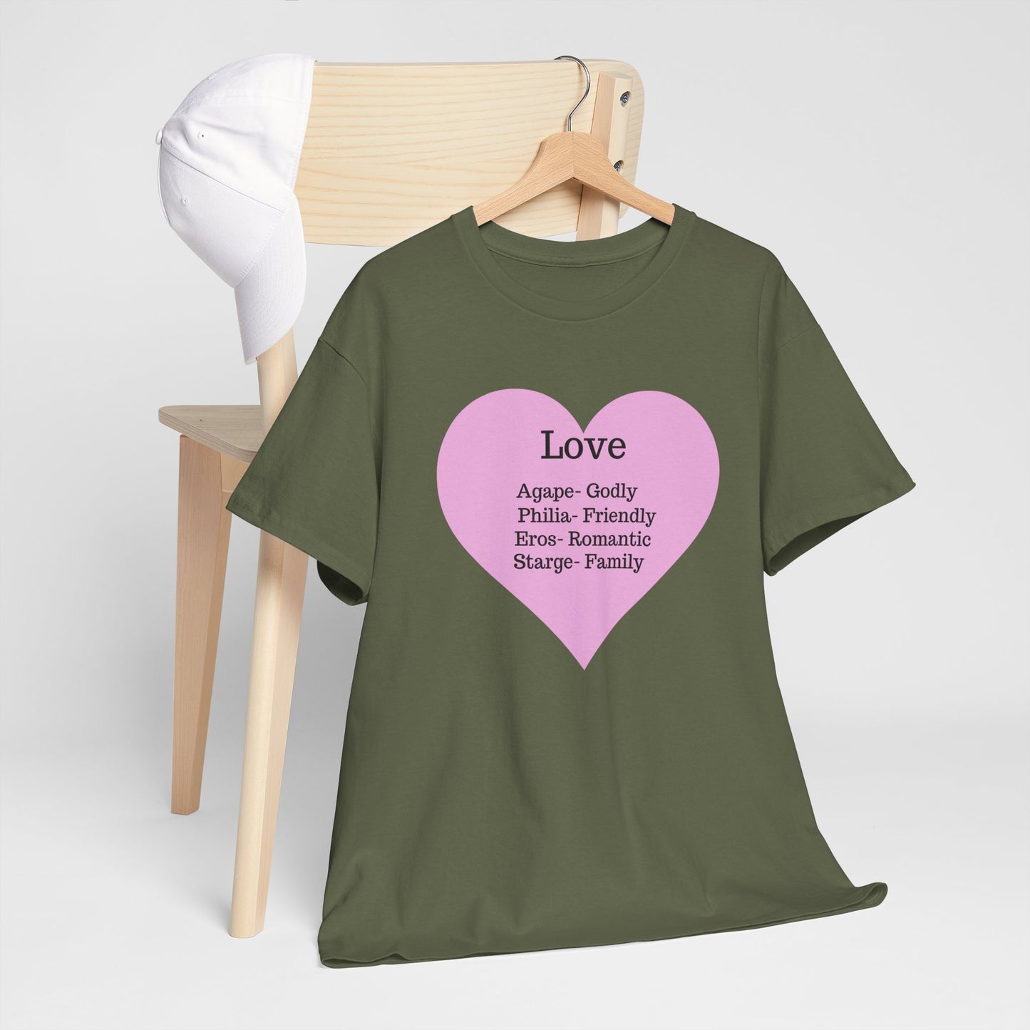 Unisex Love Heart Heavy Cotton T-Shirt - Comfortable Classic Fit Apparel