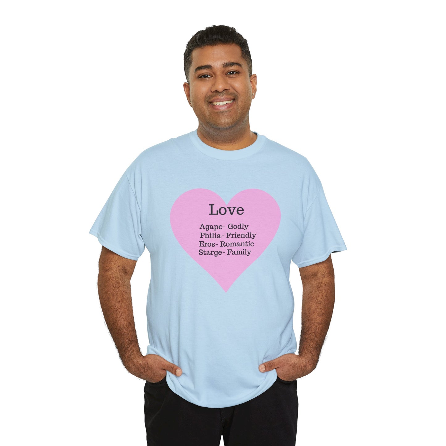 Unisex Love Heart Heavy Cotton T-Shirt - Comfortable Classic Fit Apparel
