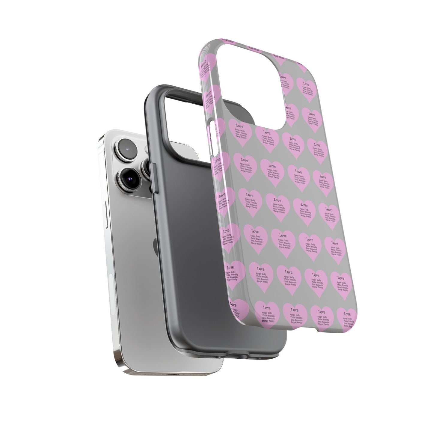 Hearts-A-Flutter Phone Case (iPhone, Google Pixel)(Light grey)