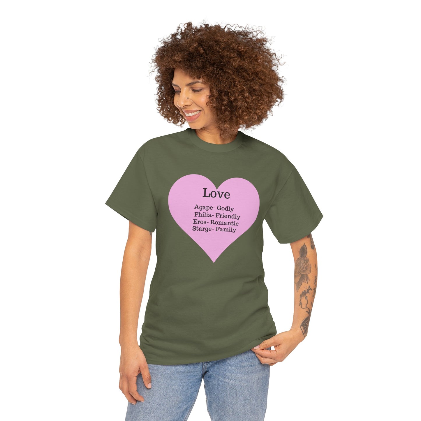 Unisex Love Heart Heavy Cotton T-Shirt - Comfortable Classic Fit Apparel