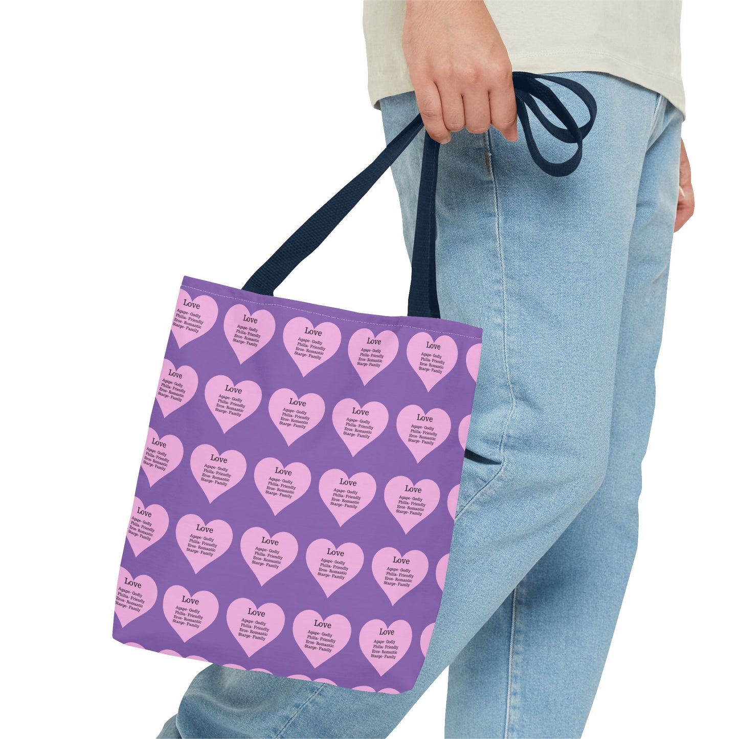 Pink Hearts Tote Bag (Light purple)