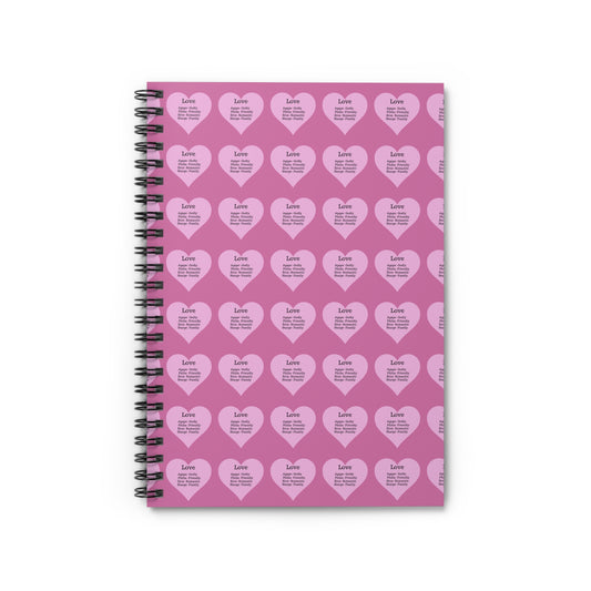 Charming Heart Spiral Notebook Pattern - Ruled Pages (Light pink)