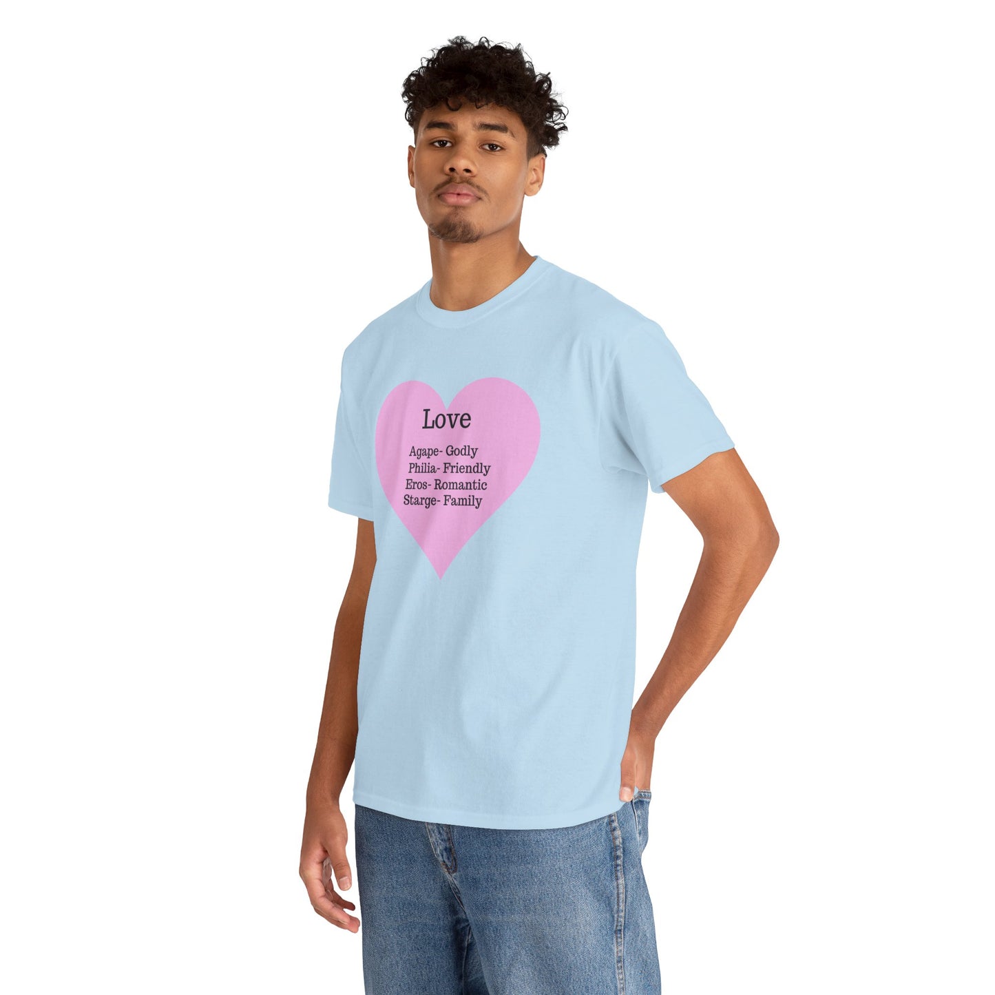 Unisex Love Heart Heavy Cotton T-Shirt - Comfortable Classic Fit Apparel