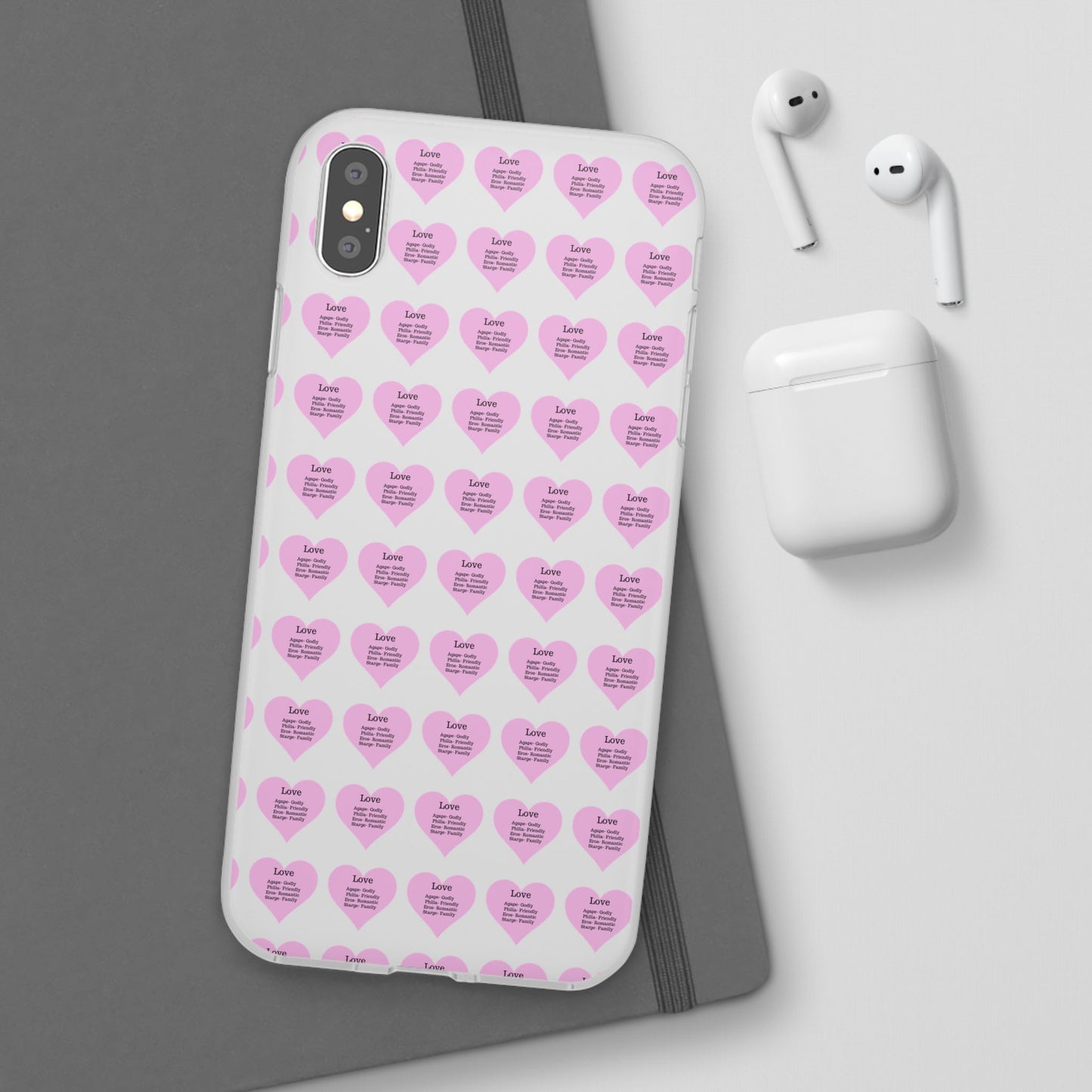 Pink Hearts Transparent Phone Case