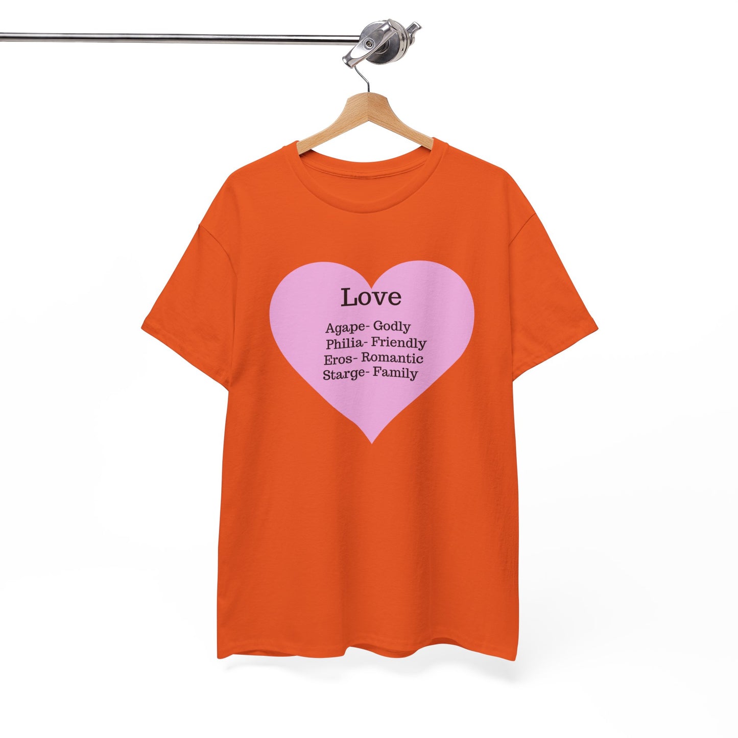 Unisex Love Heart Heavy Cotton T-Shirt - Comfortable Classic Fit Apparel