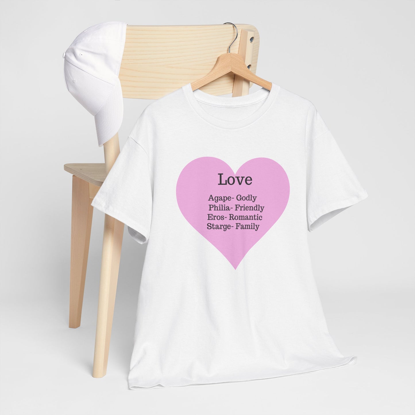 Unisex Love Heart Heavy Cotton T-Shirt - Comfortable Classic Fit Apparel