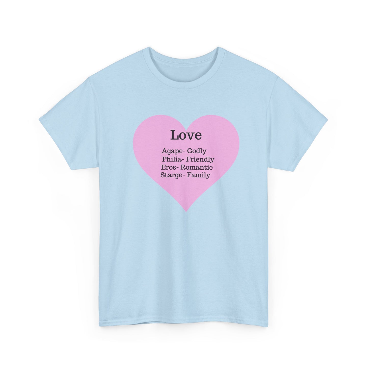 Unisex Love Heart Heavy Cotton T-Shirt - Comfortable Classic Fit Apparel