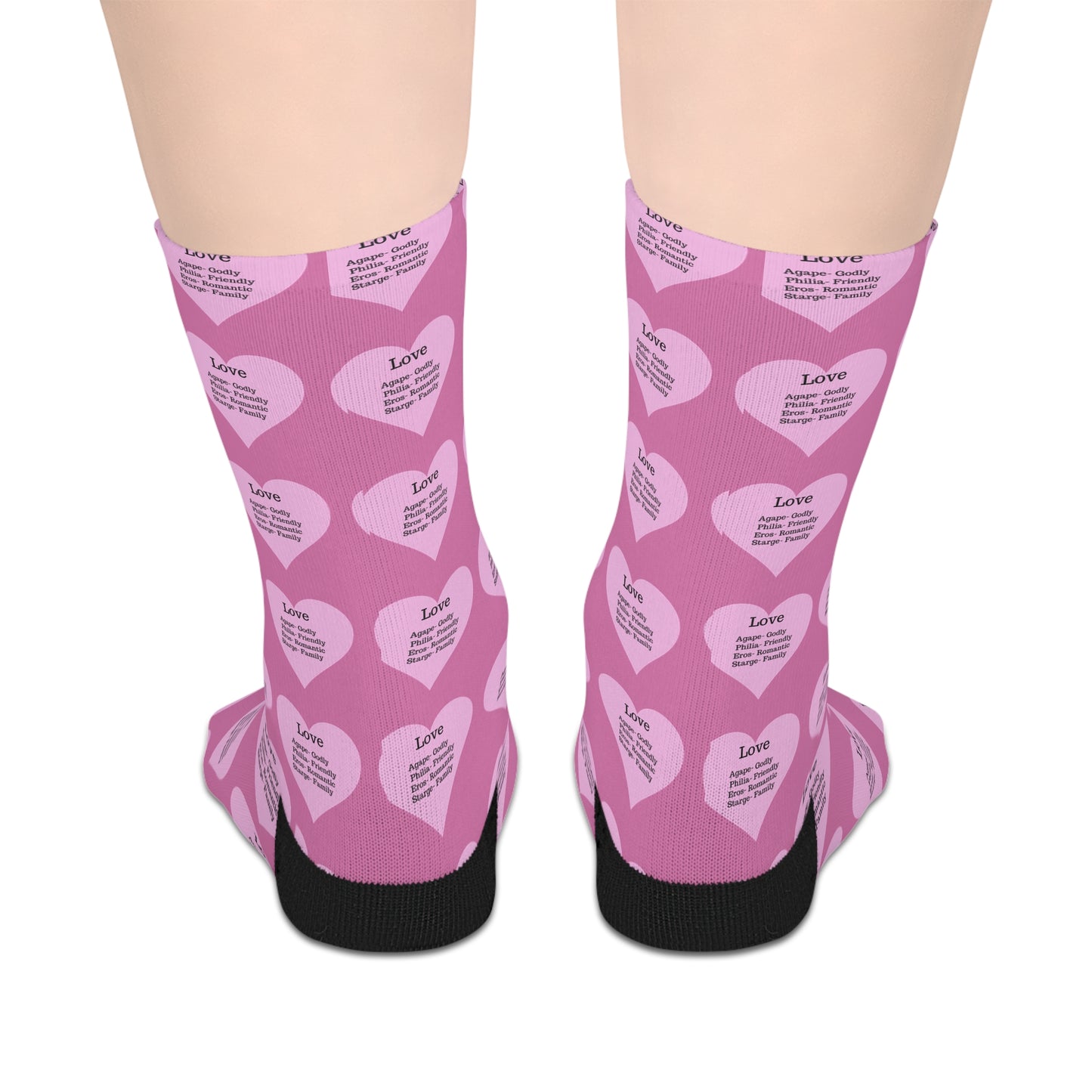 The Love Hearts Mid-Length Socks (Light pink)