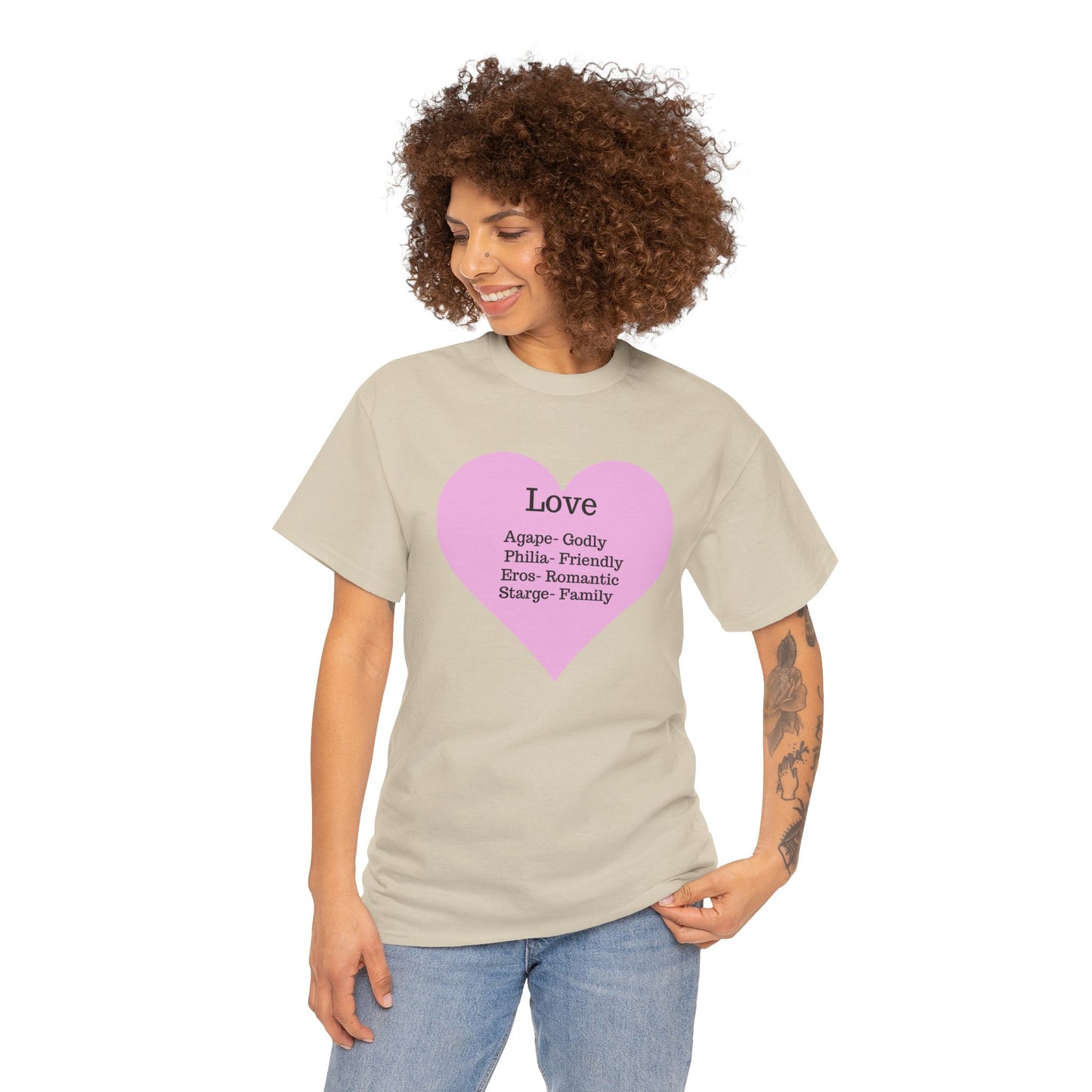 Unisex Love Heart Heavy Cotton T-Shirt - Comfortable Classic Fit Apparel