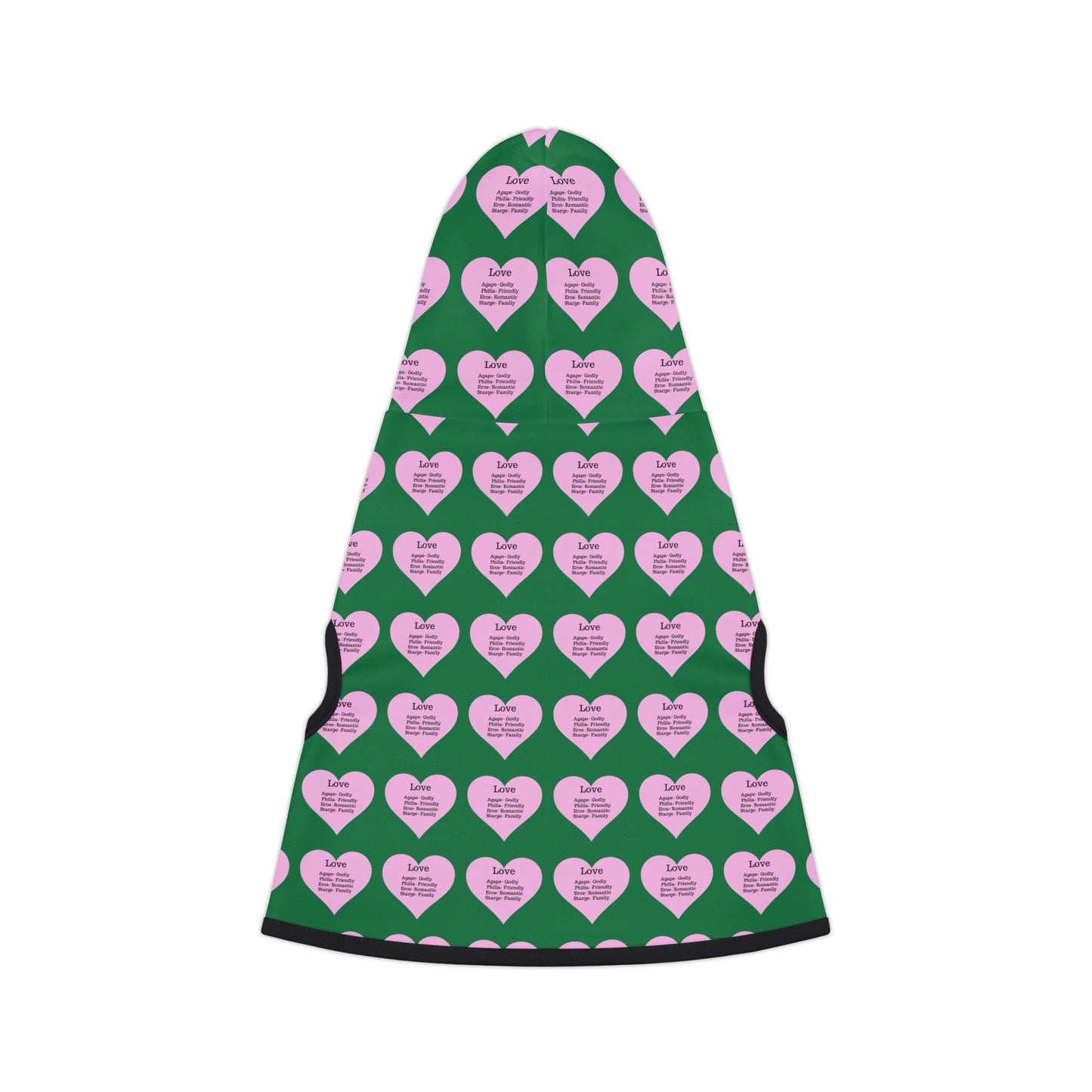 Charming Heart Pet Hoodie Pattern (Dark green)