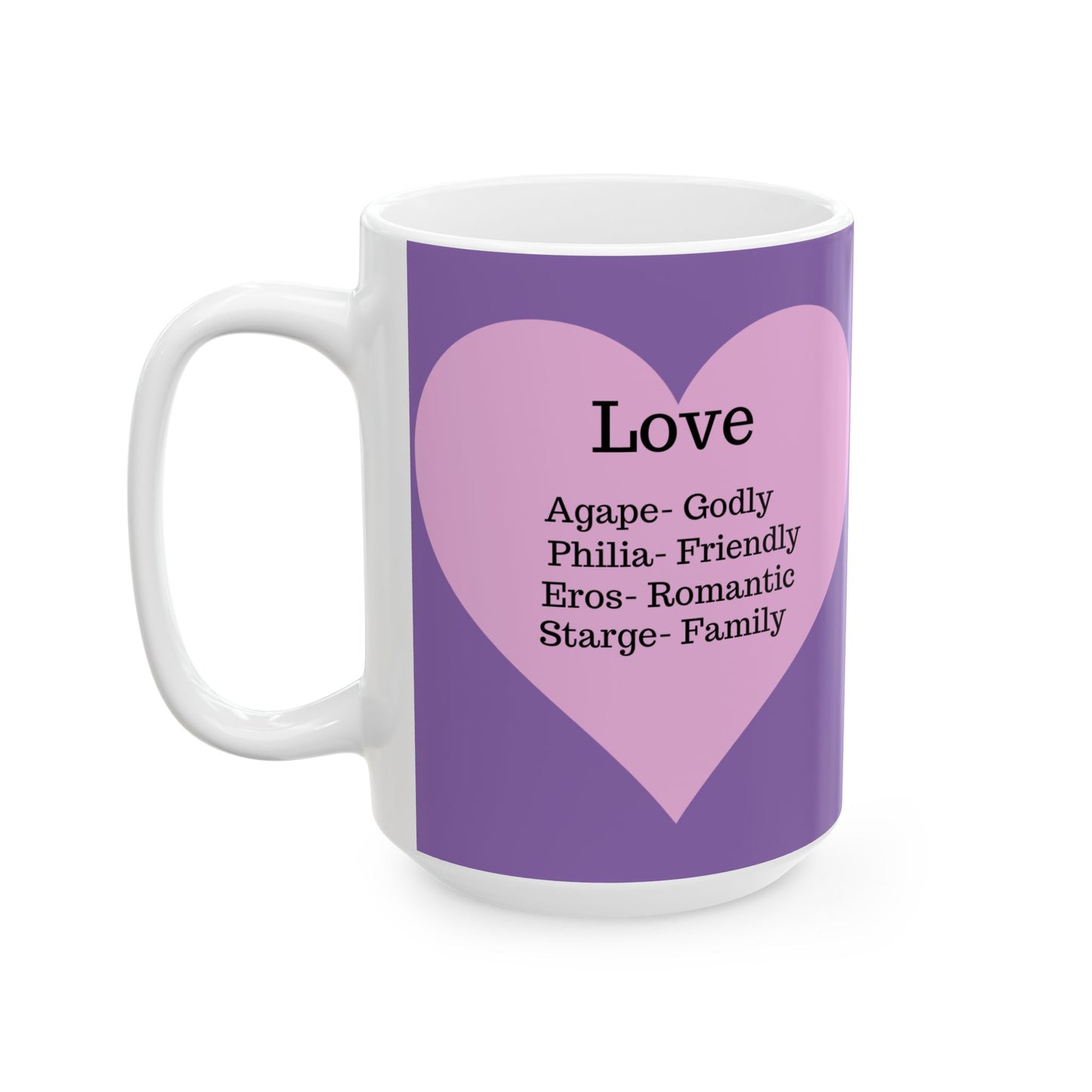 Charming Heart Ceramic Coffee Mug (Light purple)