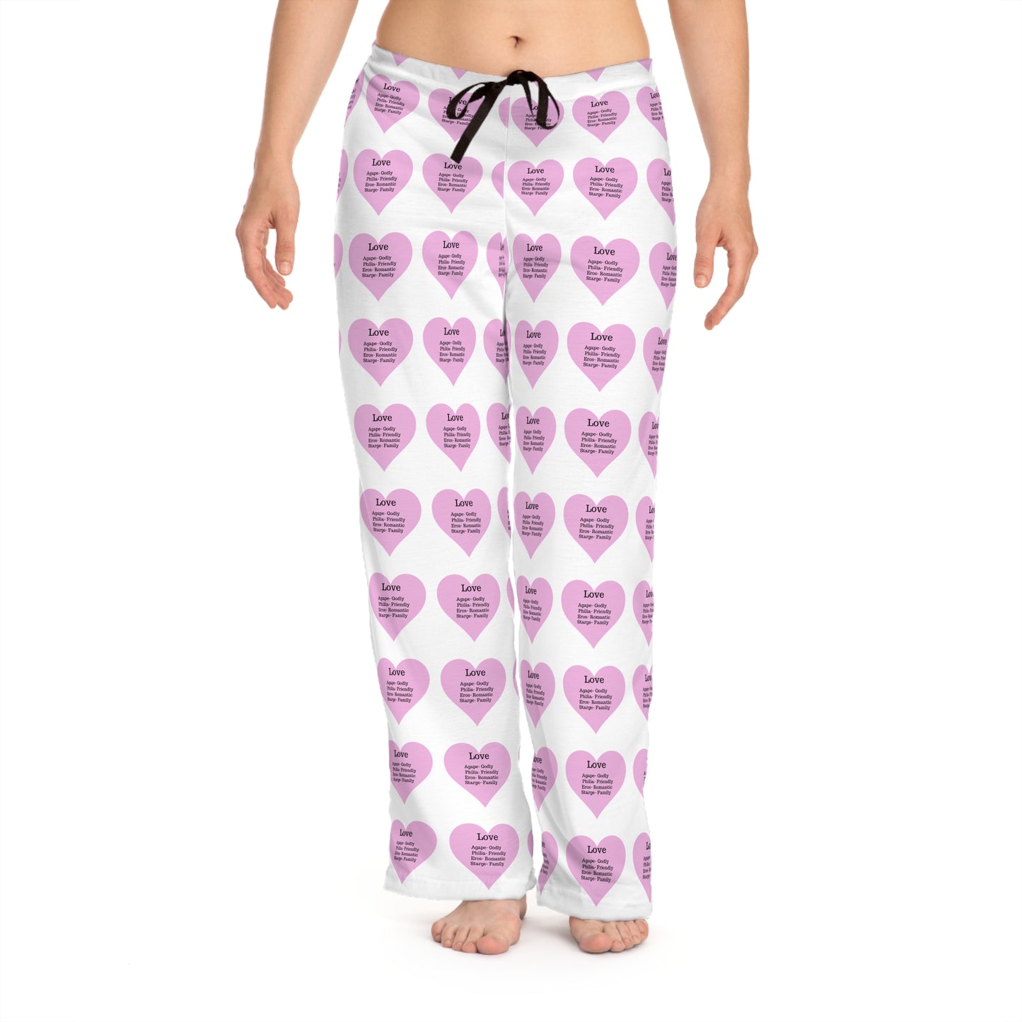 Cozy Heart Print Women's Pajama Pants (White)