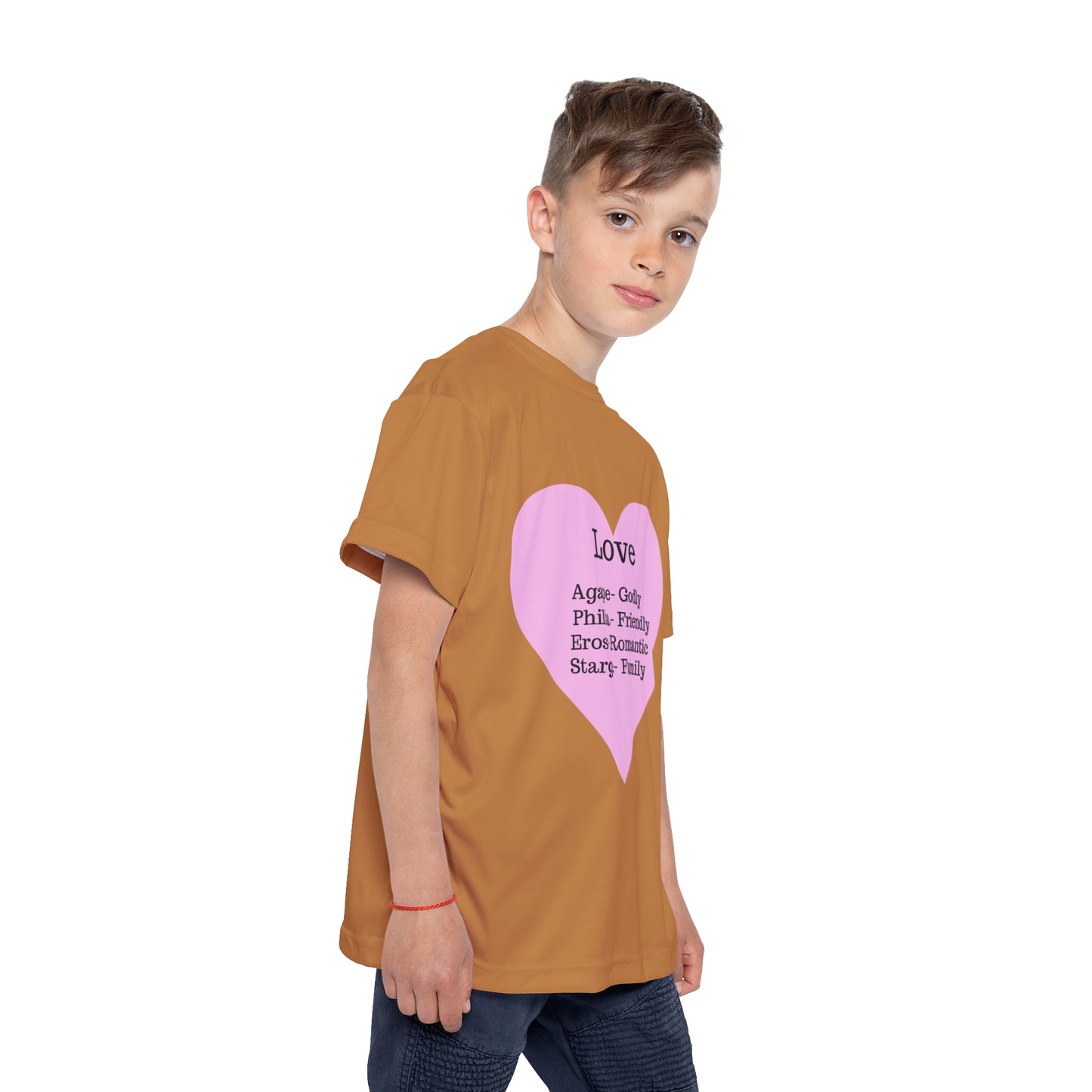 Types of Love Heart Kids Performance Jersey (Light Brown)