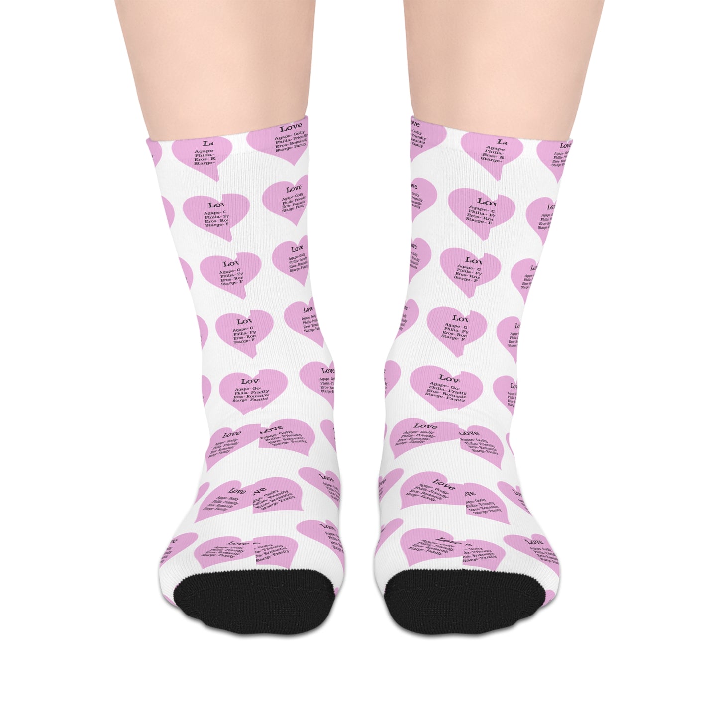 The Love Hearts Mid-Length Socks (White)