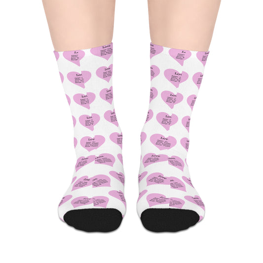The Love Hearts Mid-Length Socks (White)