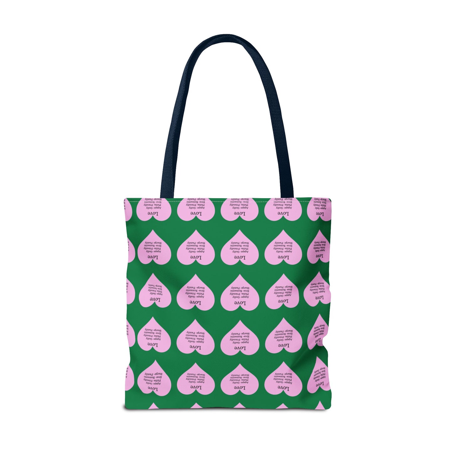 Pink Hearts Tote Bag (Dark green)
