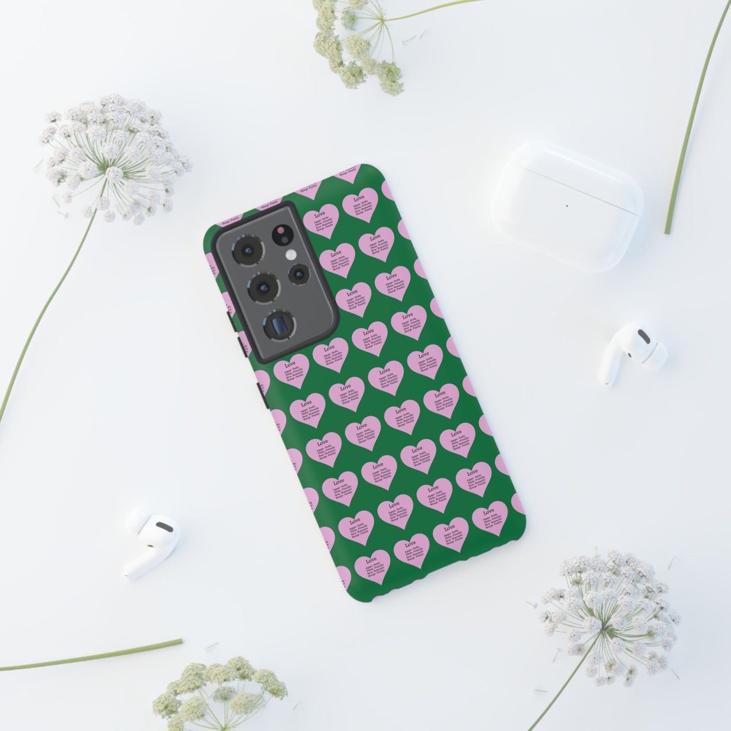 Hearts-A-Flutter Phone Case (Samsung)(Dark green)