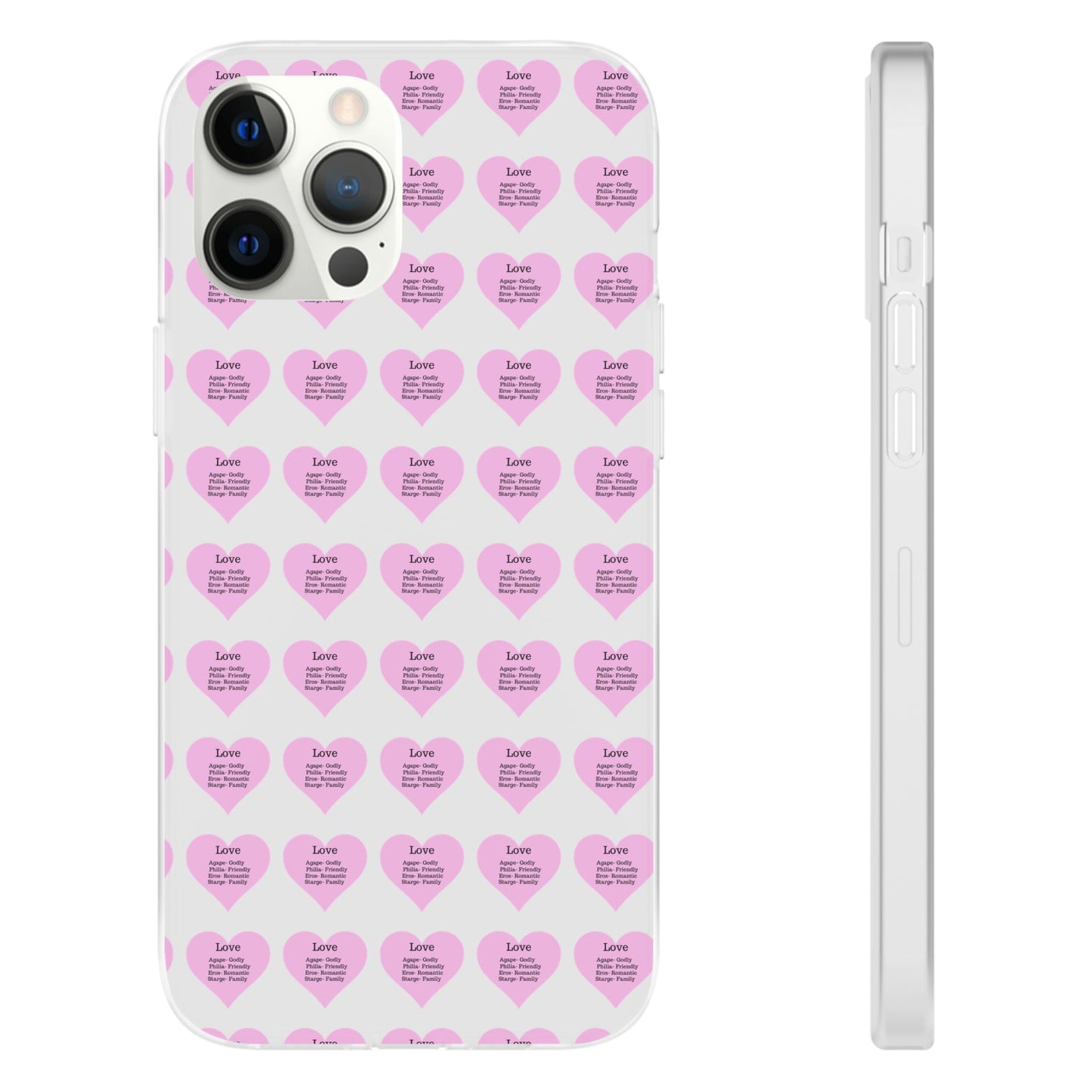 Pink Hearts Transparent Phone Case