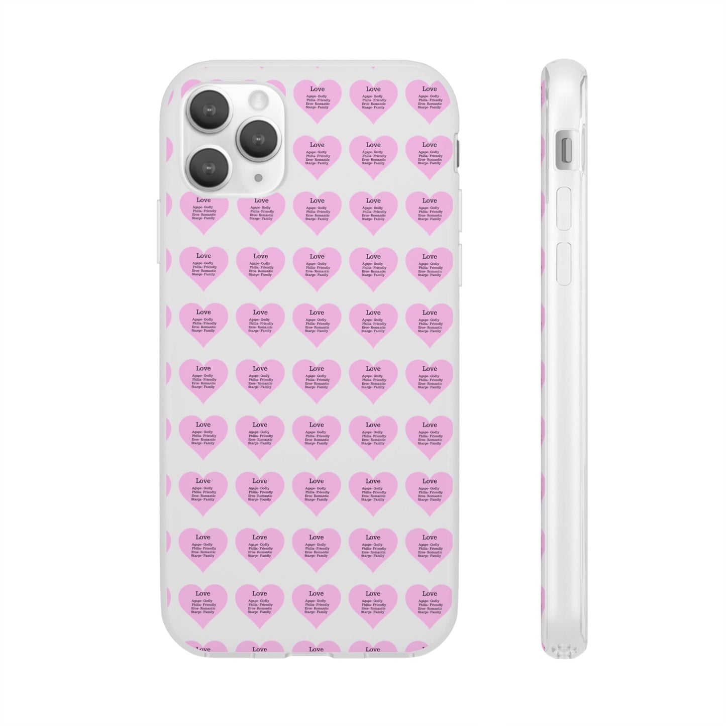 Pink Hearts Transparent Phone Case