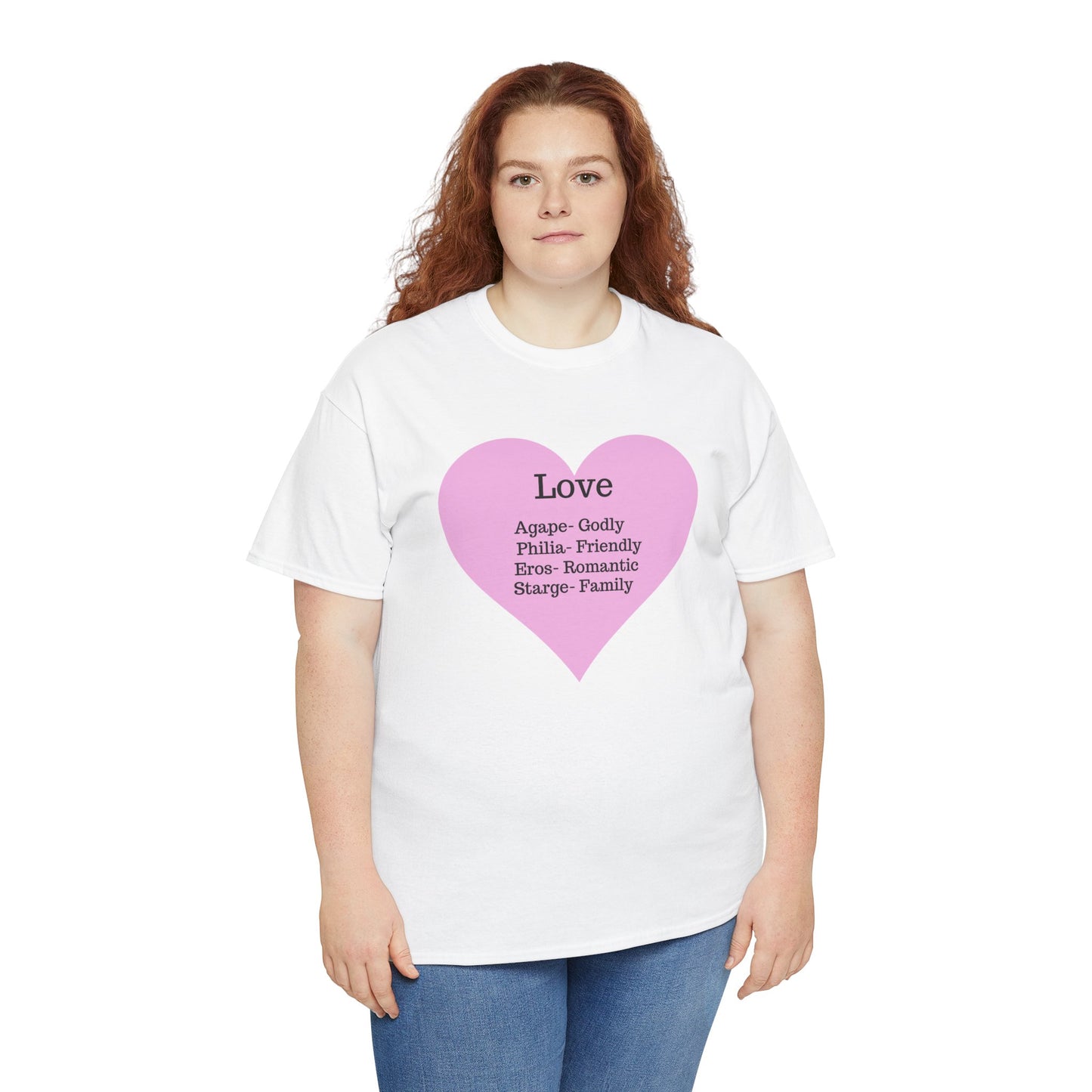 Unisex Love Heart Heavy Cotton T-Shirt - Comfortable Classic Fit Apparel