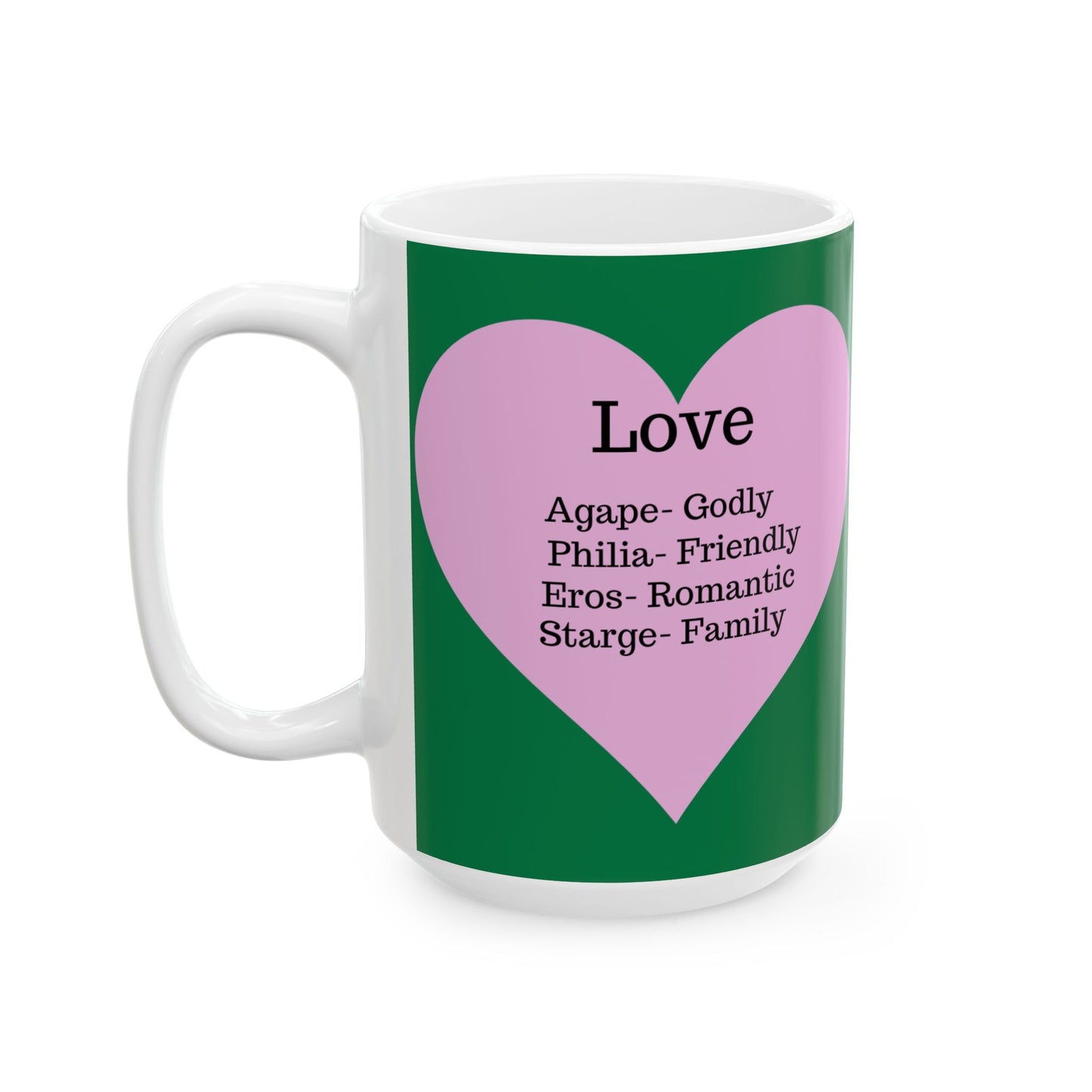 Charming Heart Ceramic Coffee Mug (Dark green)