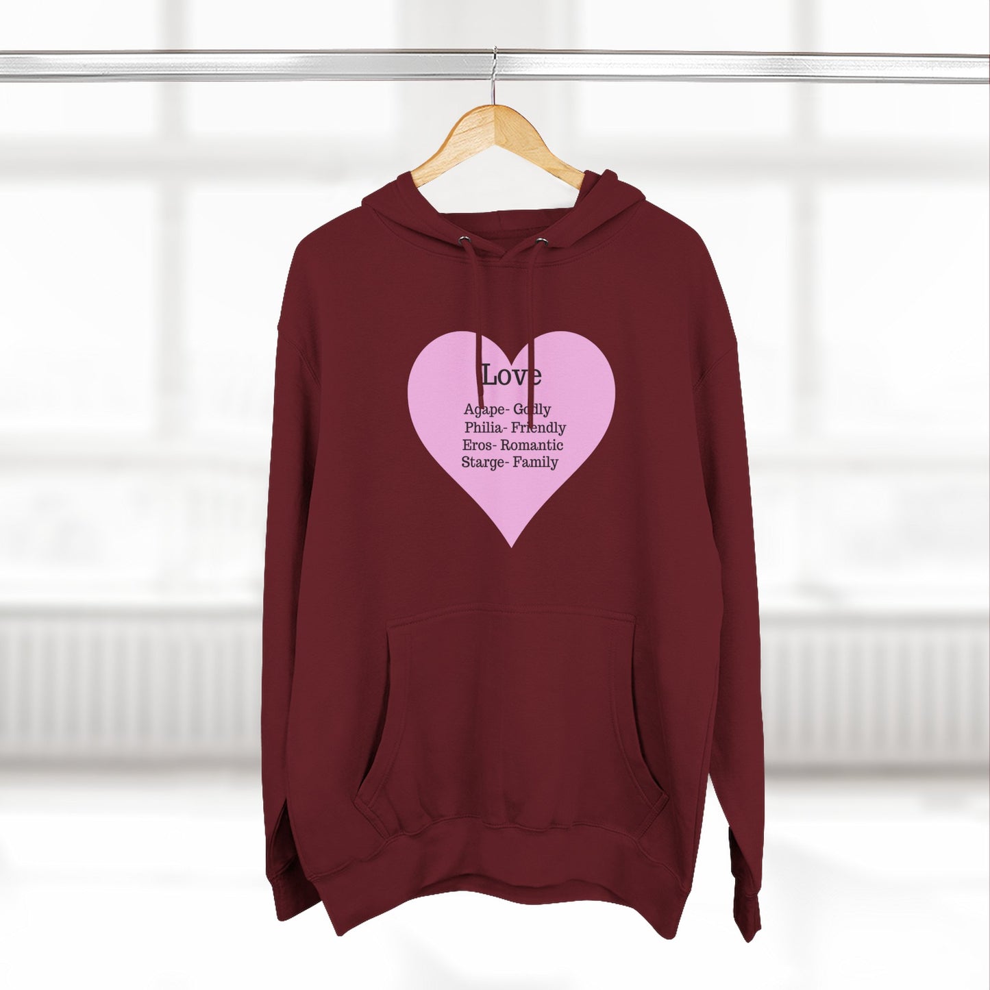 Cozy Heartfelt Love Fleece Hoodie | Soft Three-Panel Everyday Comfort