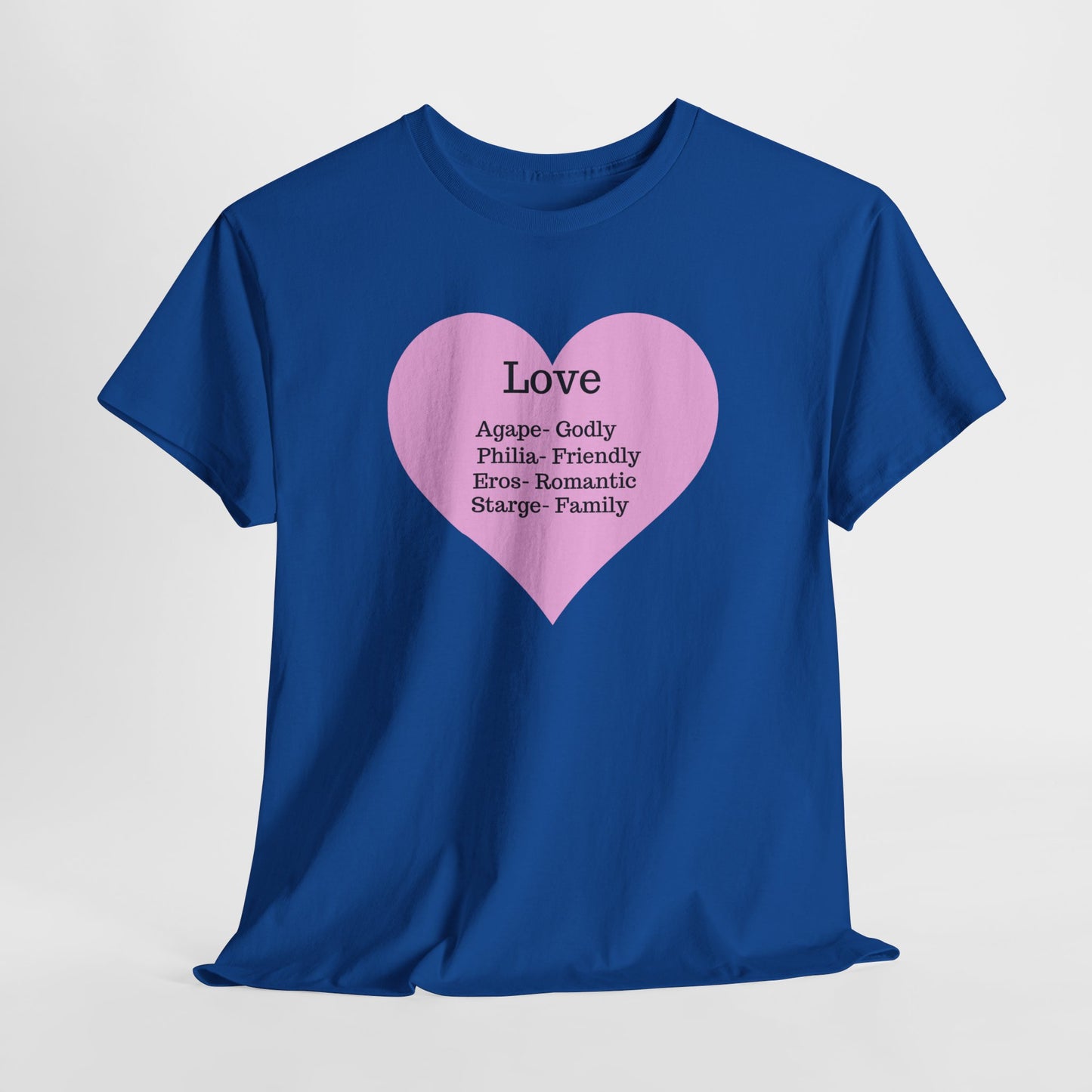 Unisex Love Heart Heavy Cotton T-Shirt - Comfortable Classic Fit Apparel