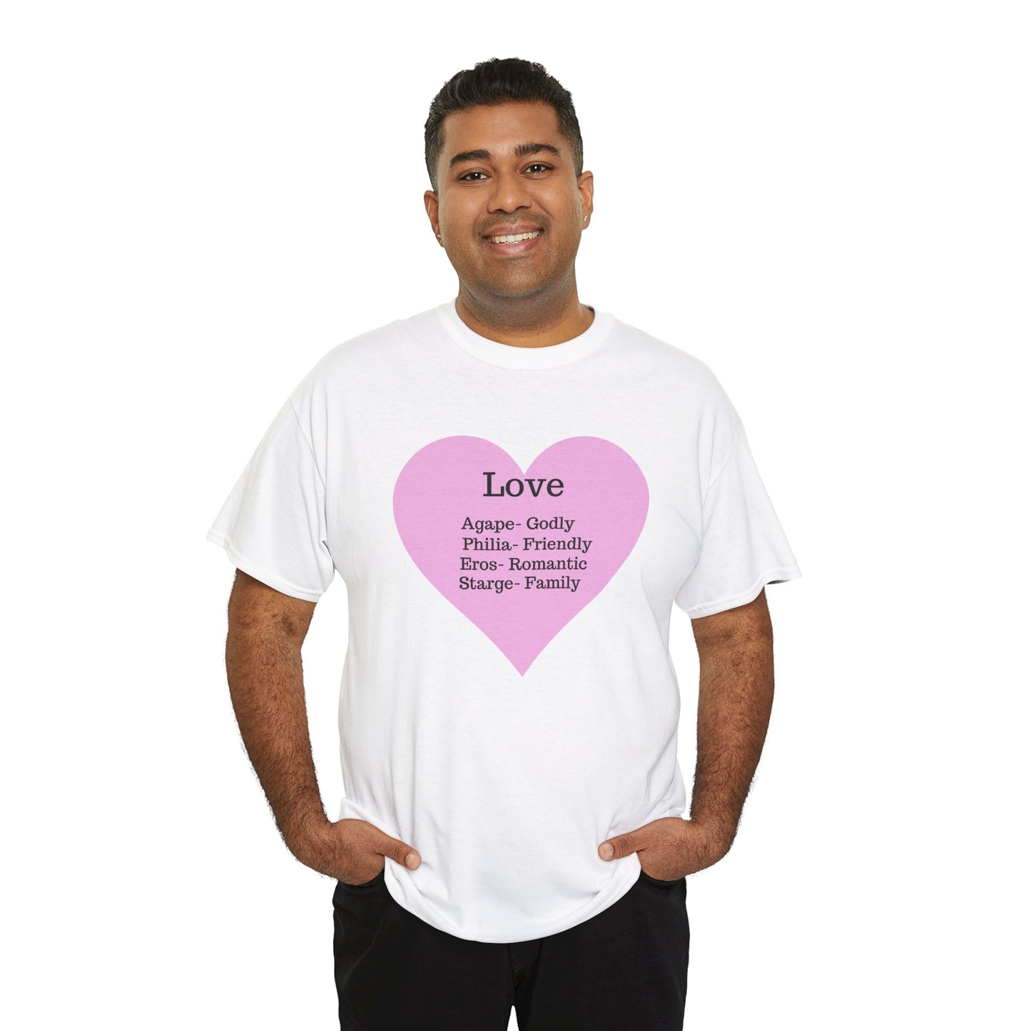 Unisex Love Heart Heavy Cotton T-Shirt - Comfortable Classic Fit Apparel